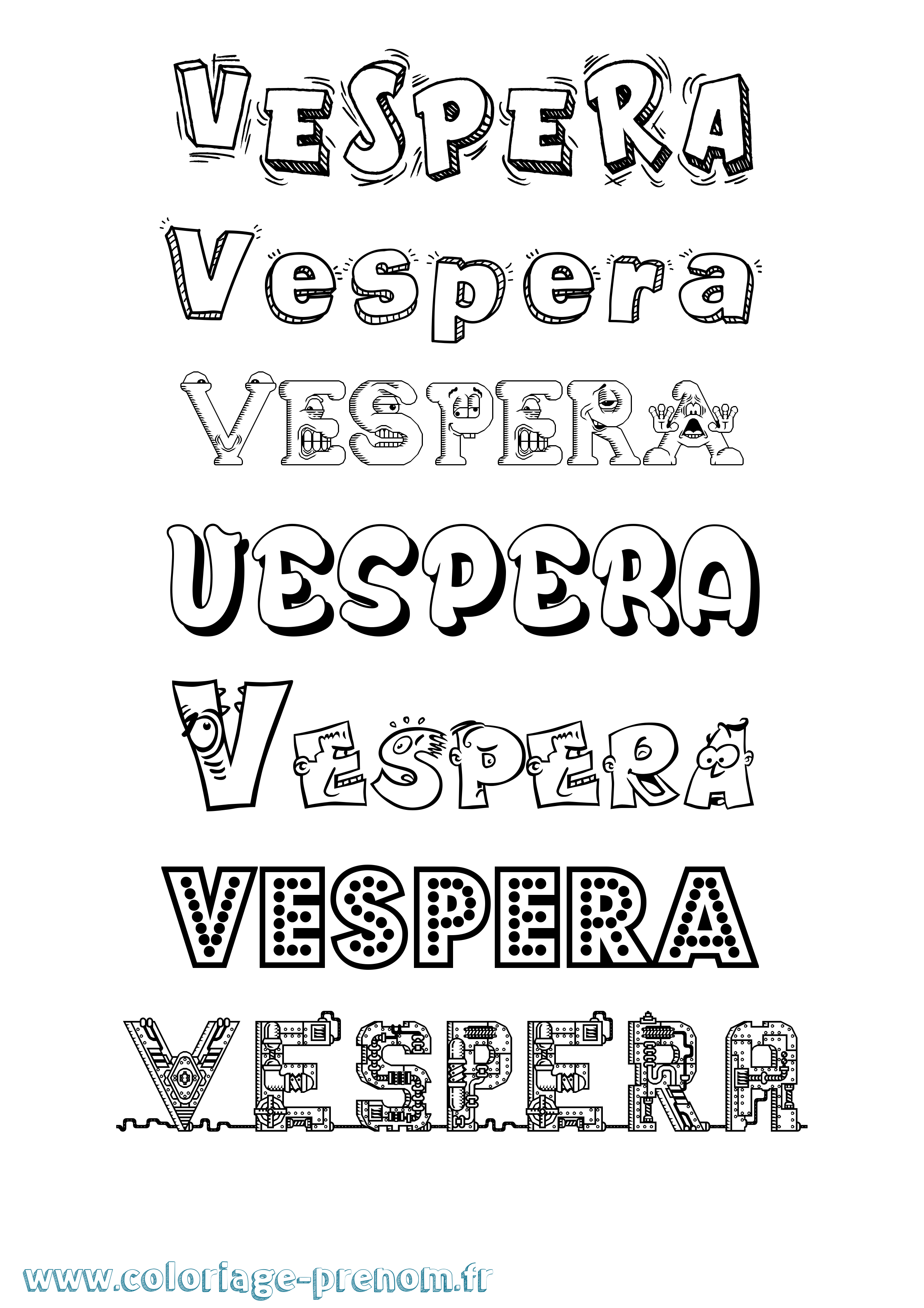 Coloriage Vespera Fun Coloriage prénom Vespera Fun