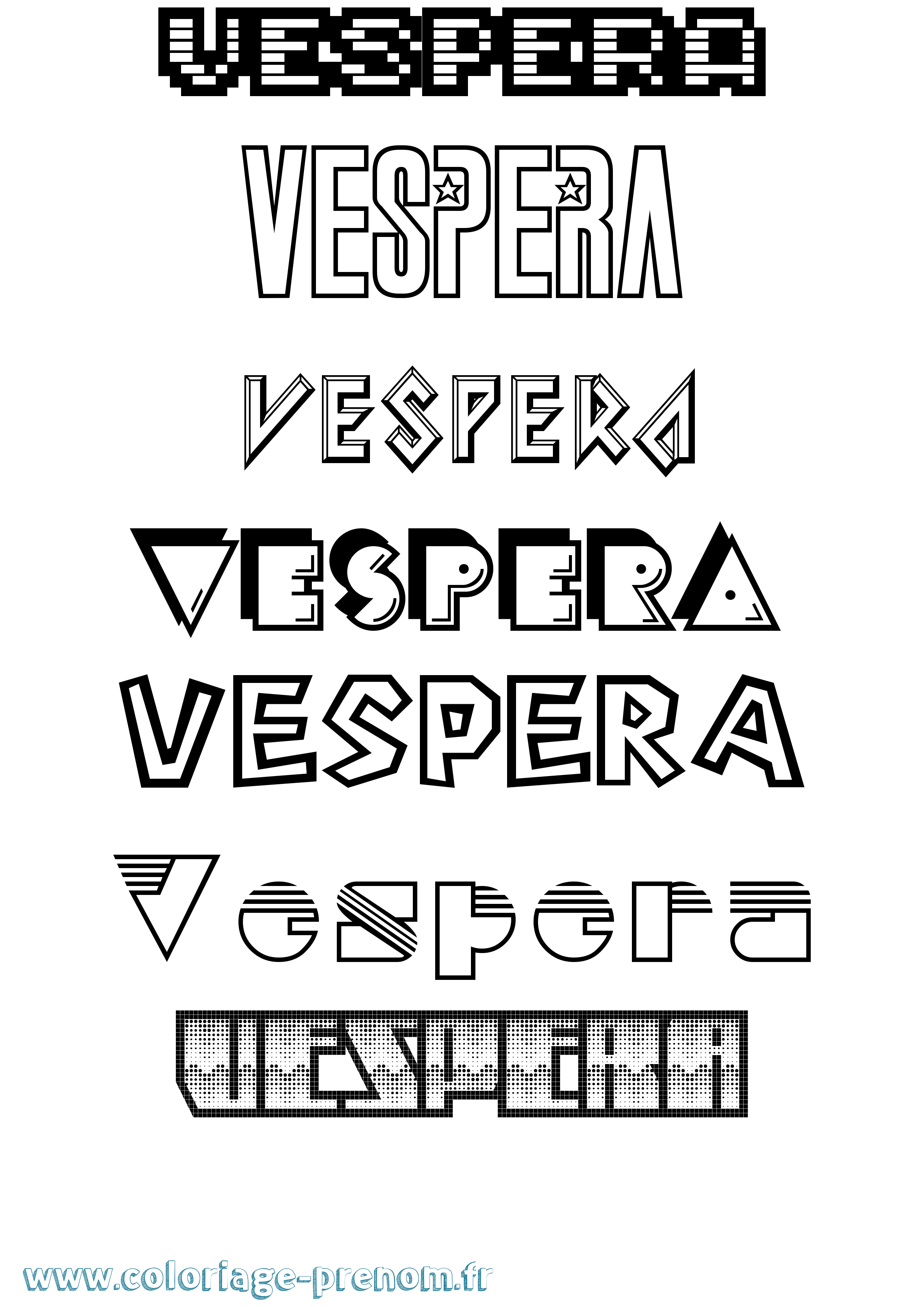 Coloriage Vespera Jeux Vidéos Coloriage prénom Vespera Jeux Vidéos