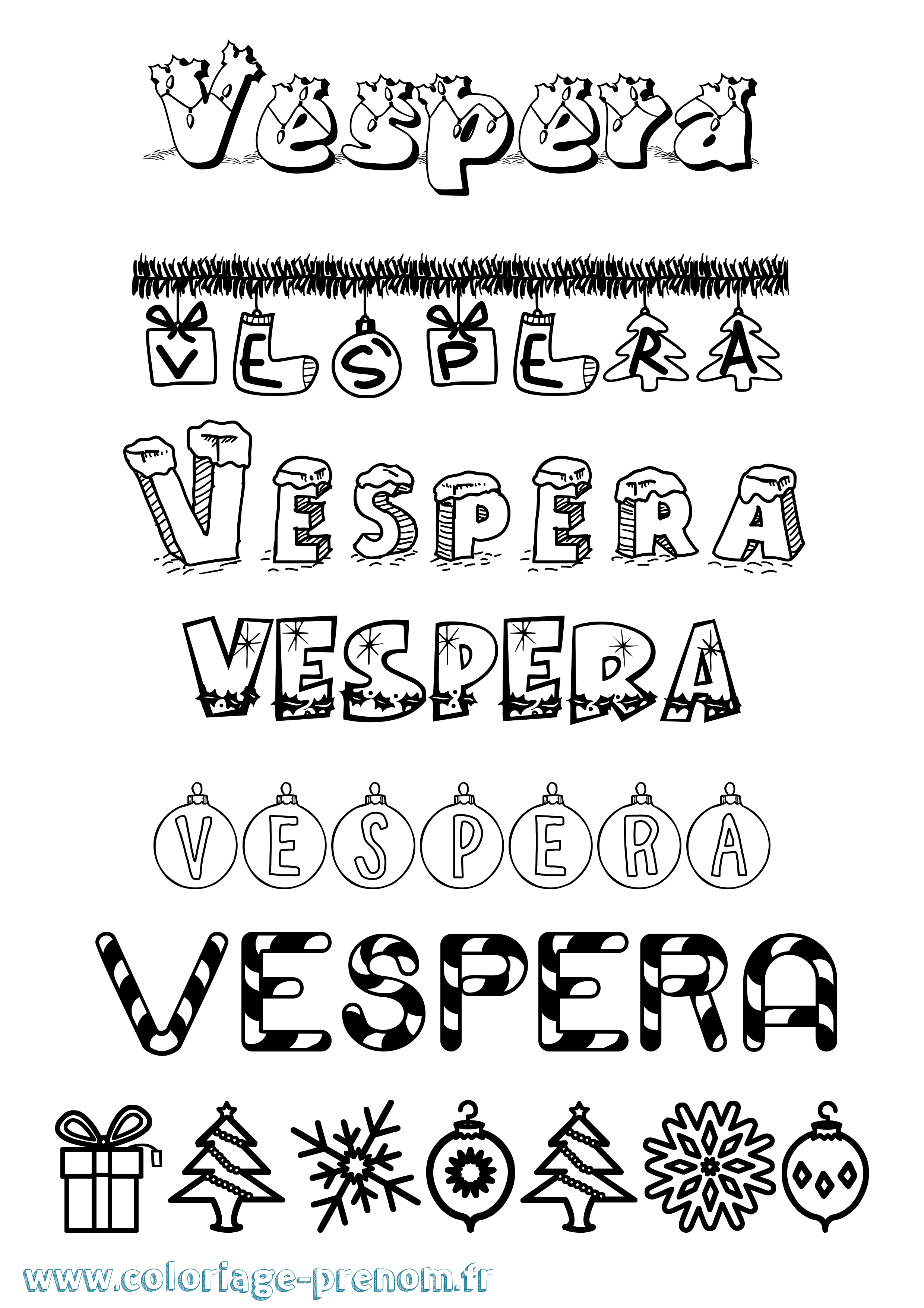 Coloriage Vespera Noël Coloriage prénom Vespera Noël