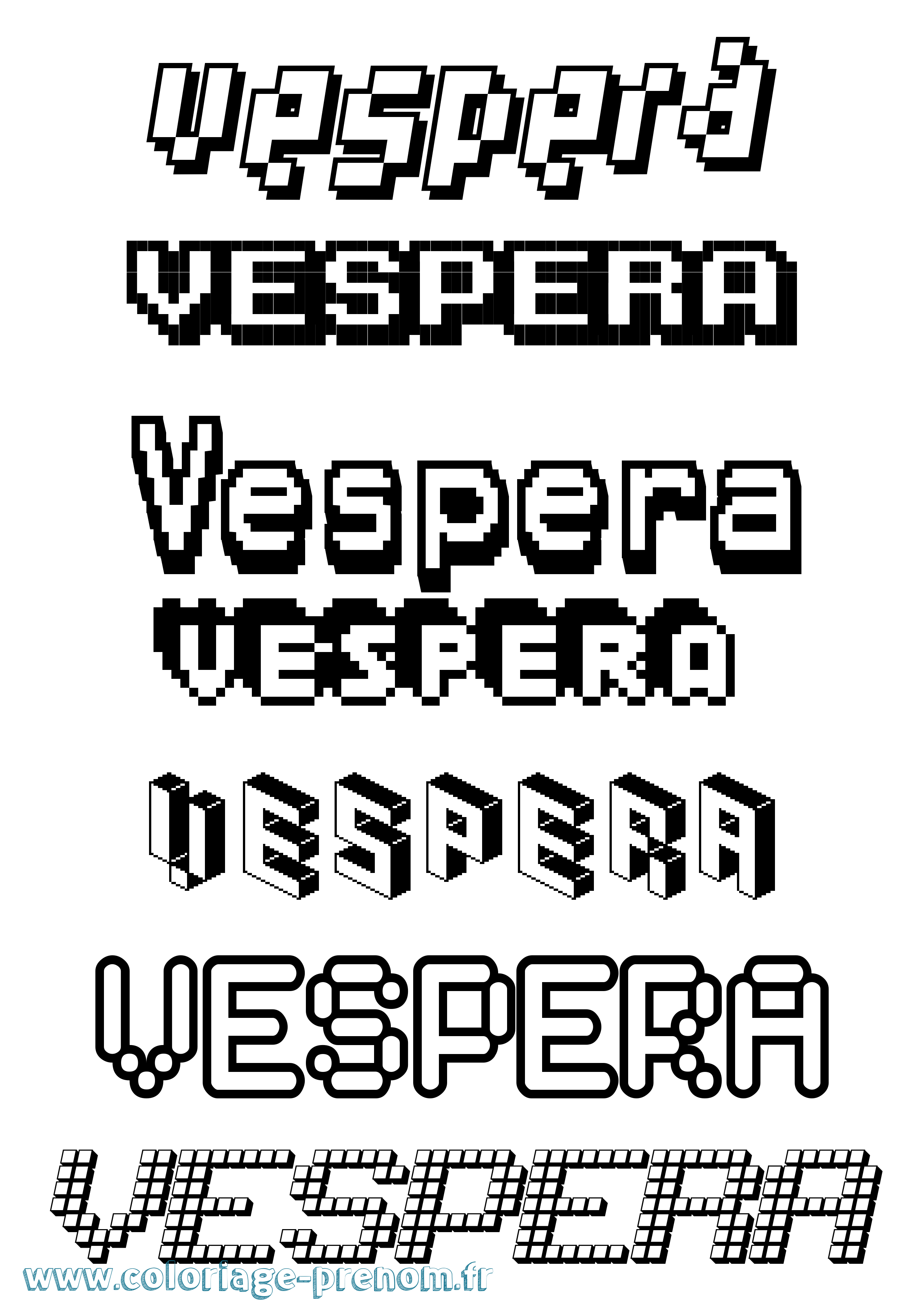 Coloriage Vespera Pixel Coloriage prénom Vespera Pixel