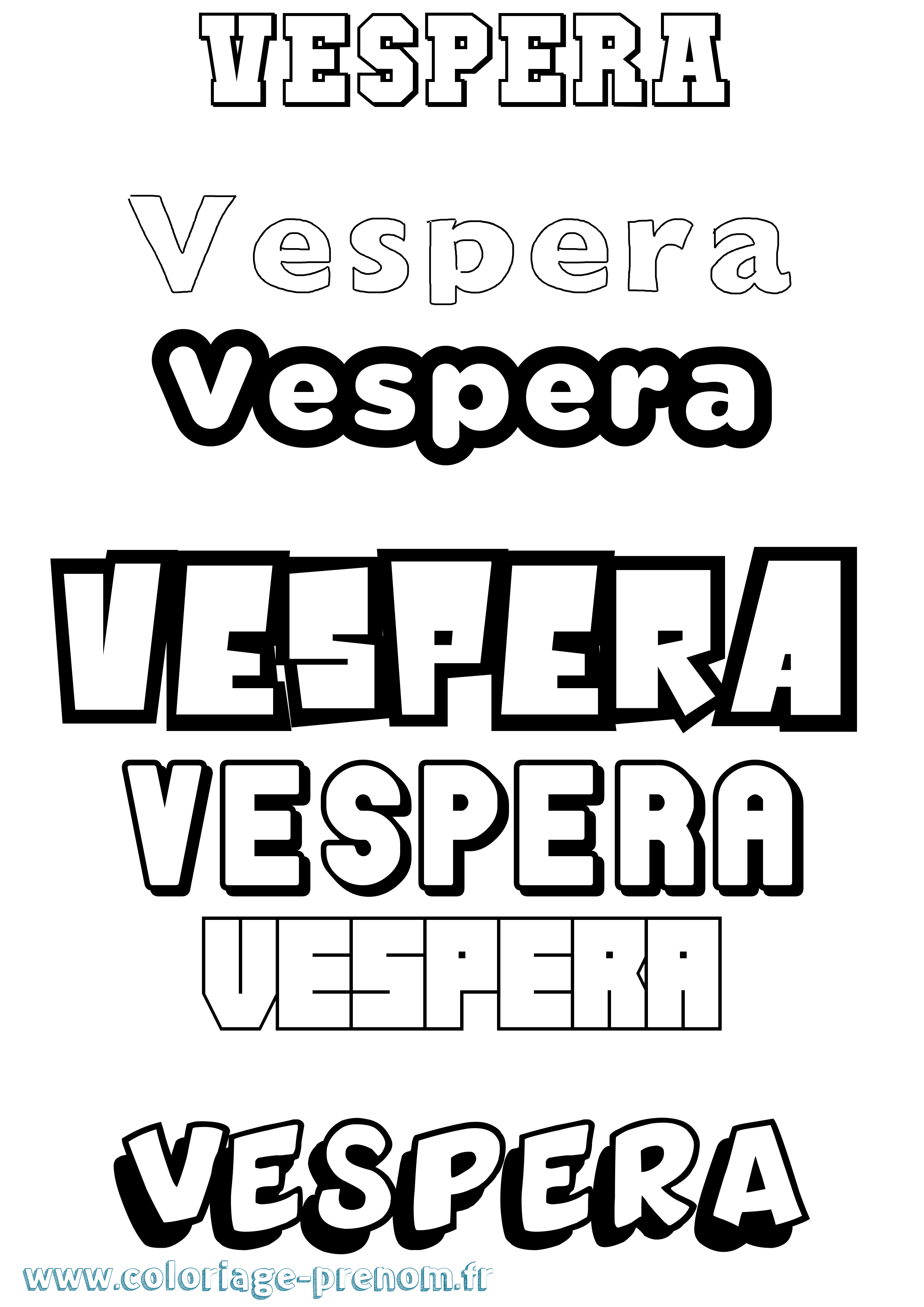 Coloriage Vespera Simple Coloriage prénom Vespera Simple