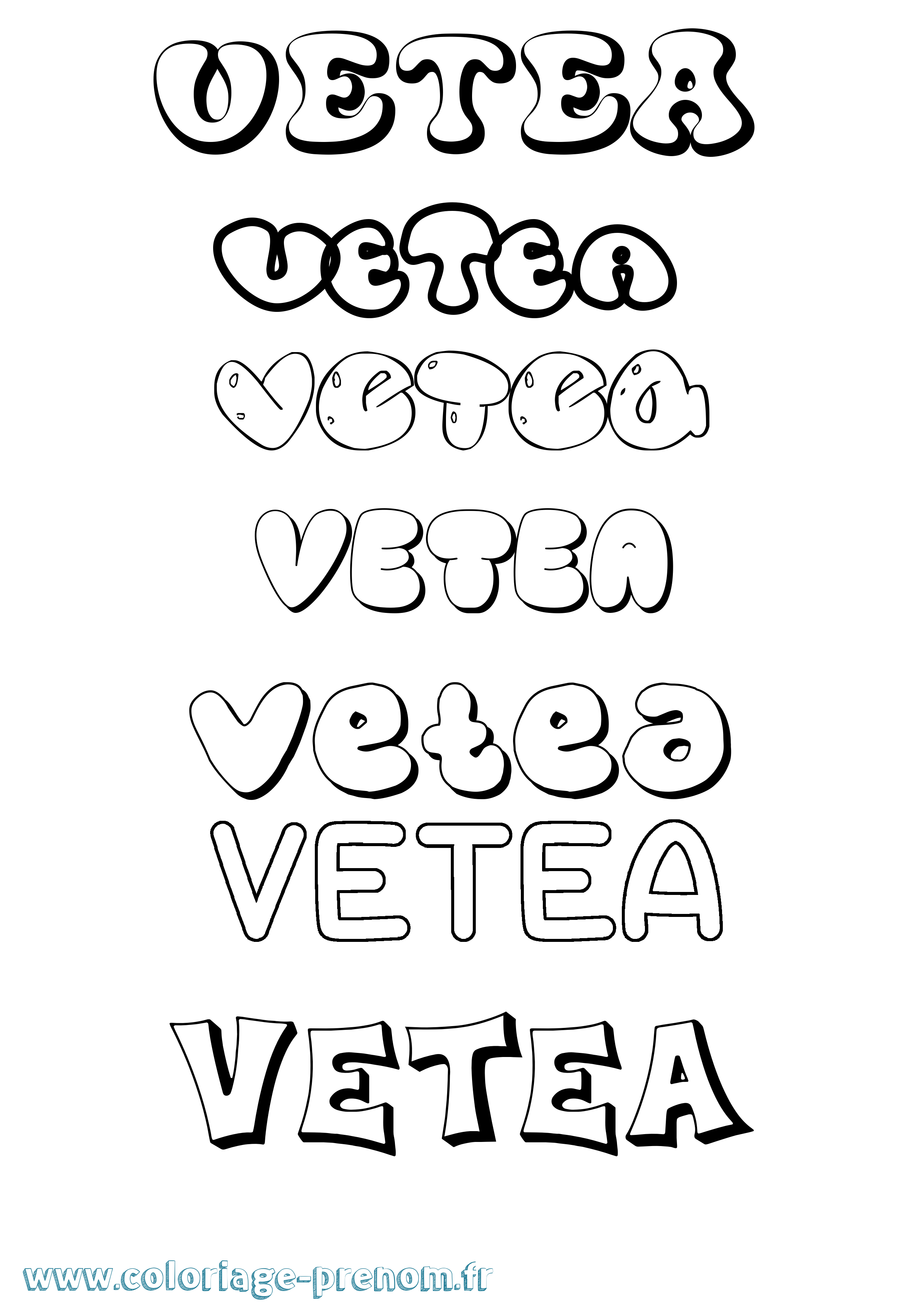 Coloriage Vetea Bubble Coloriage prénom Vetea Bubble