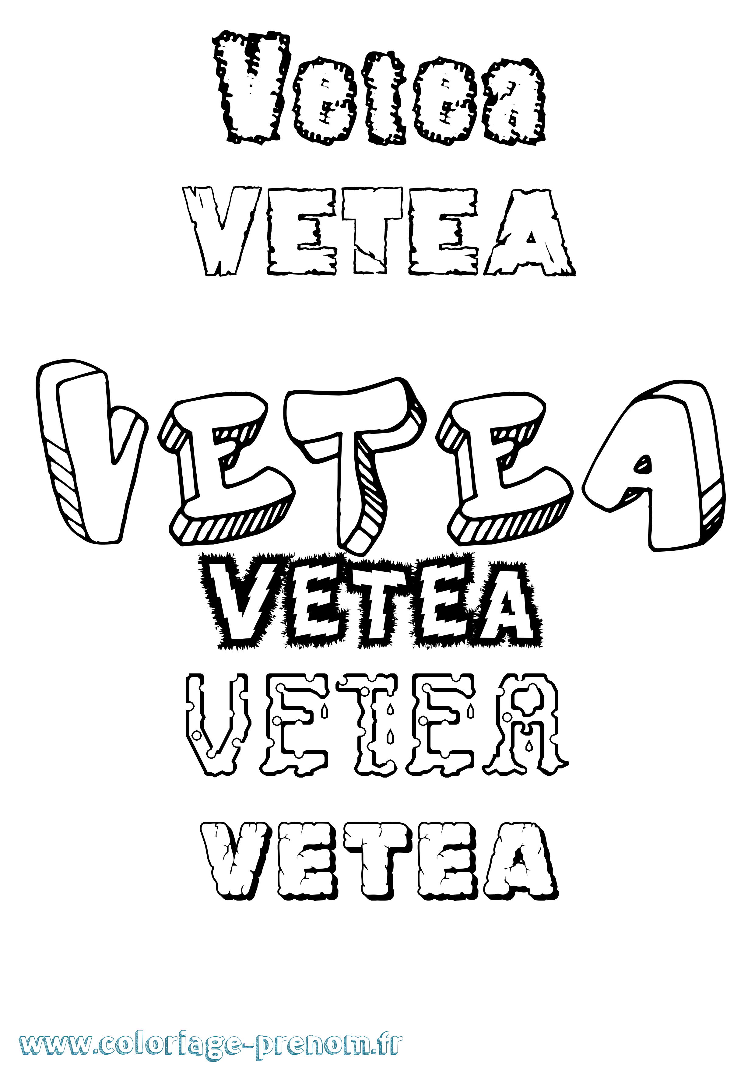 Coloriage Vetea Destructuré Coloriage prénom Vetea Destructuré