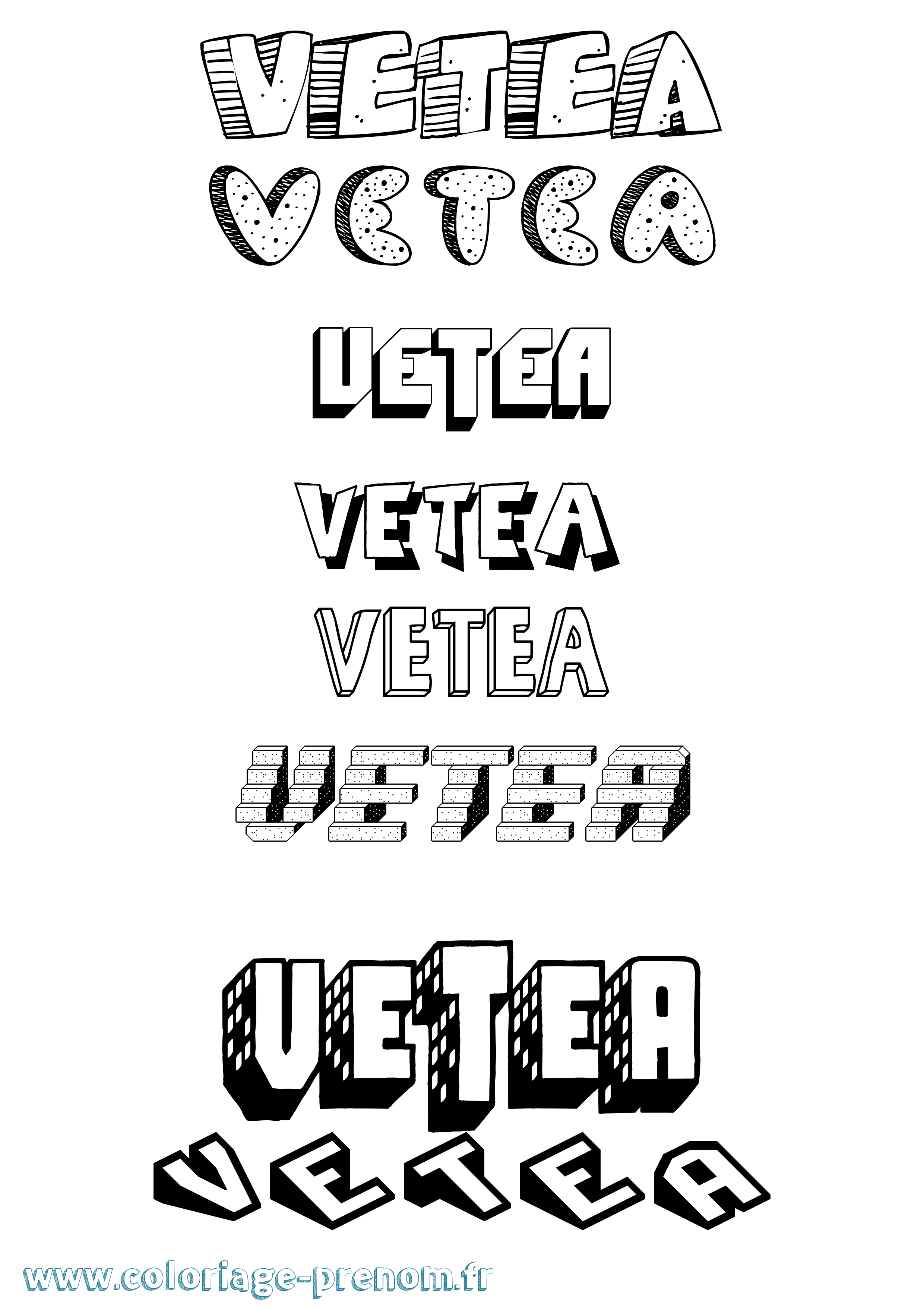 Coloriage Vetea Effet 3D Coloriage prénom Vetea Effet 3D