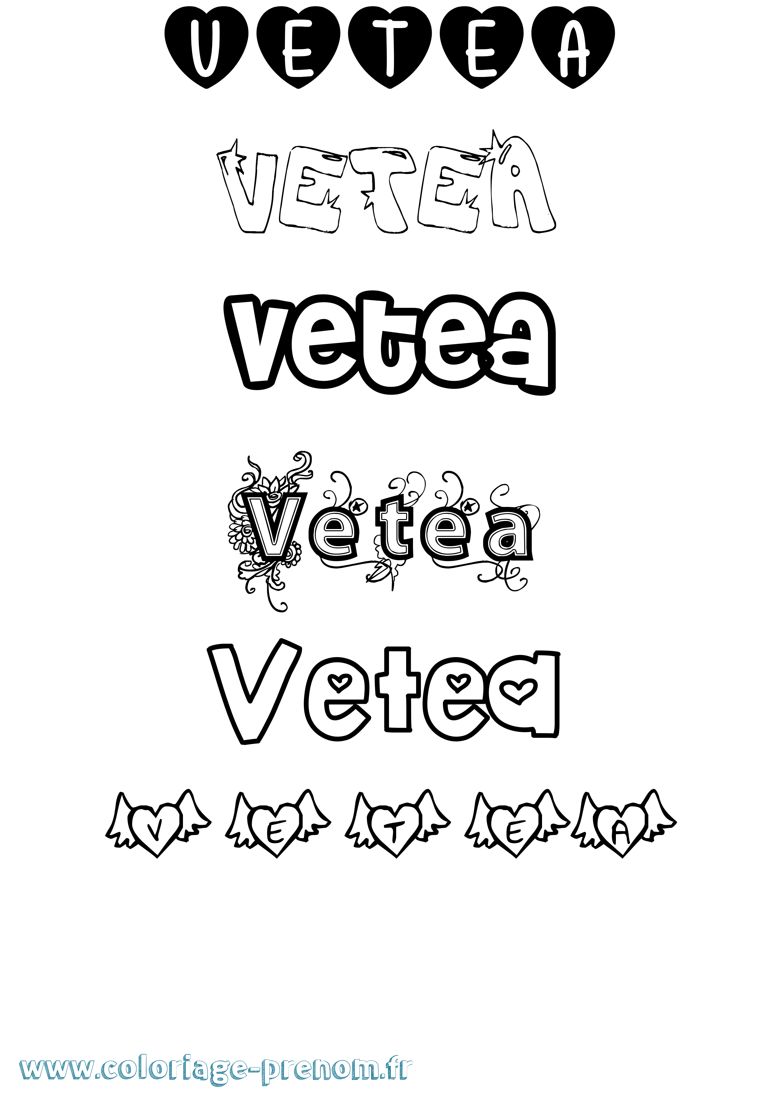 Coloriage Vetea Girly Coloriage prénom Vetea Girly