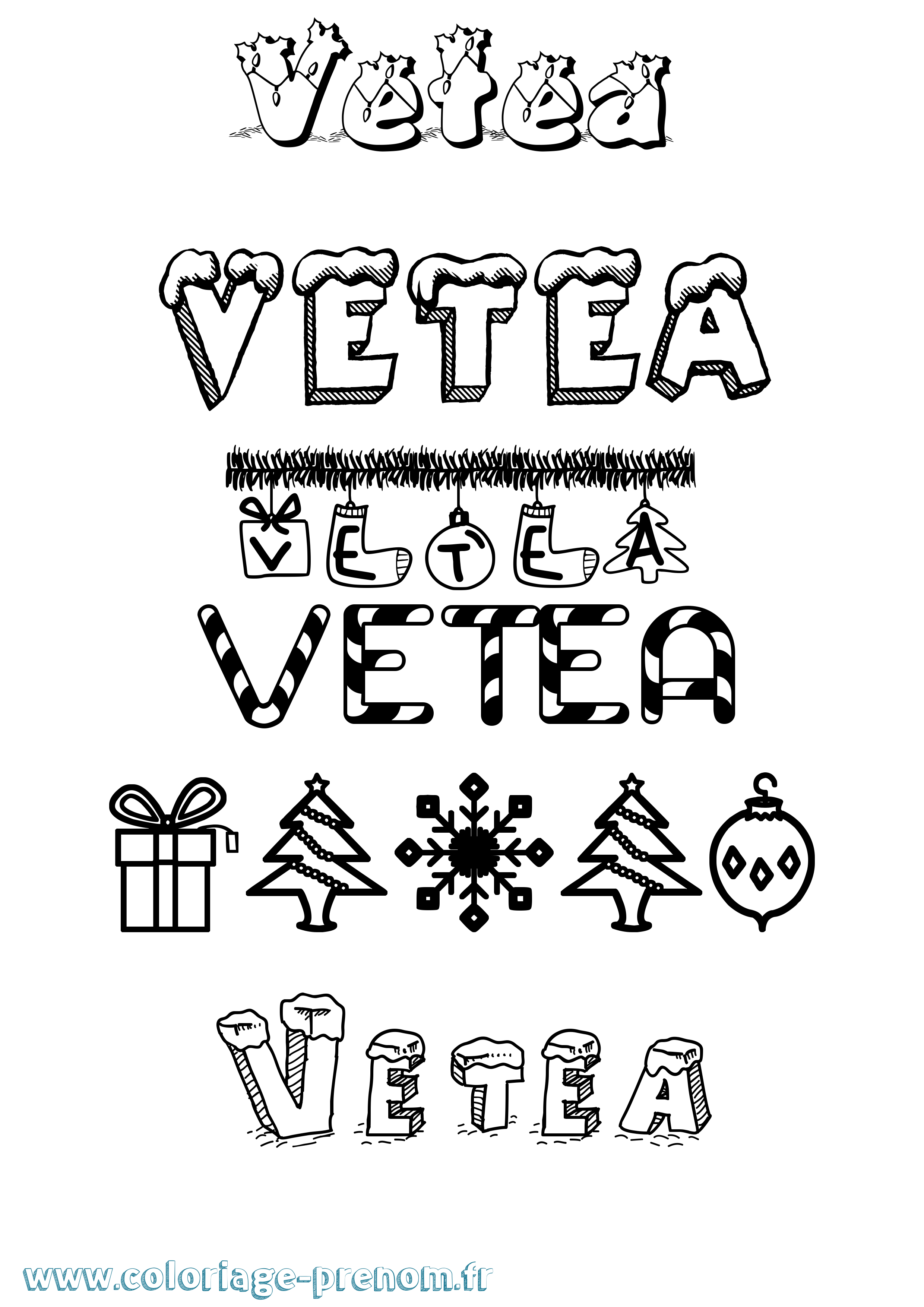 Coloriage Vetea Noël Coloriage prénom Vetea Noël
