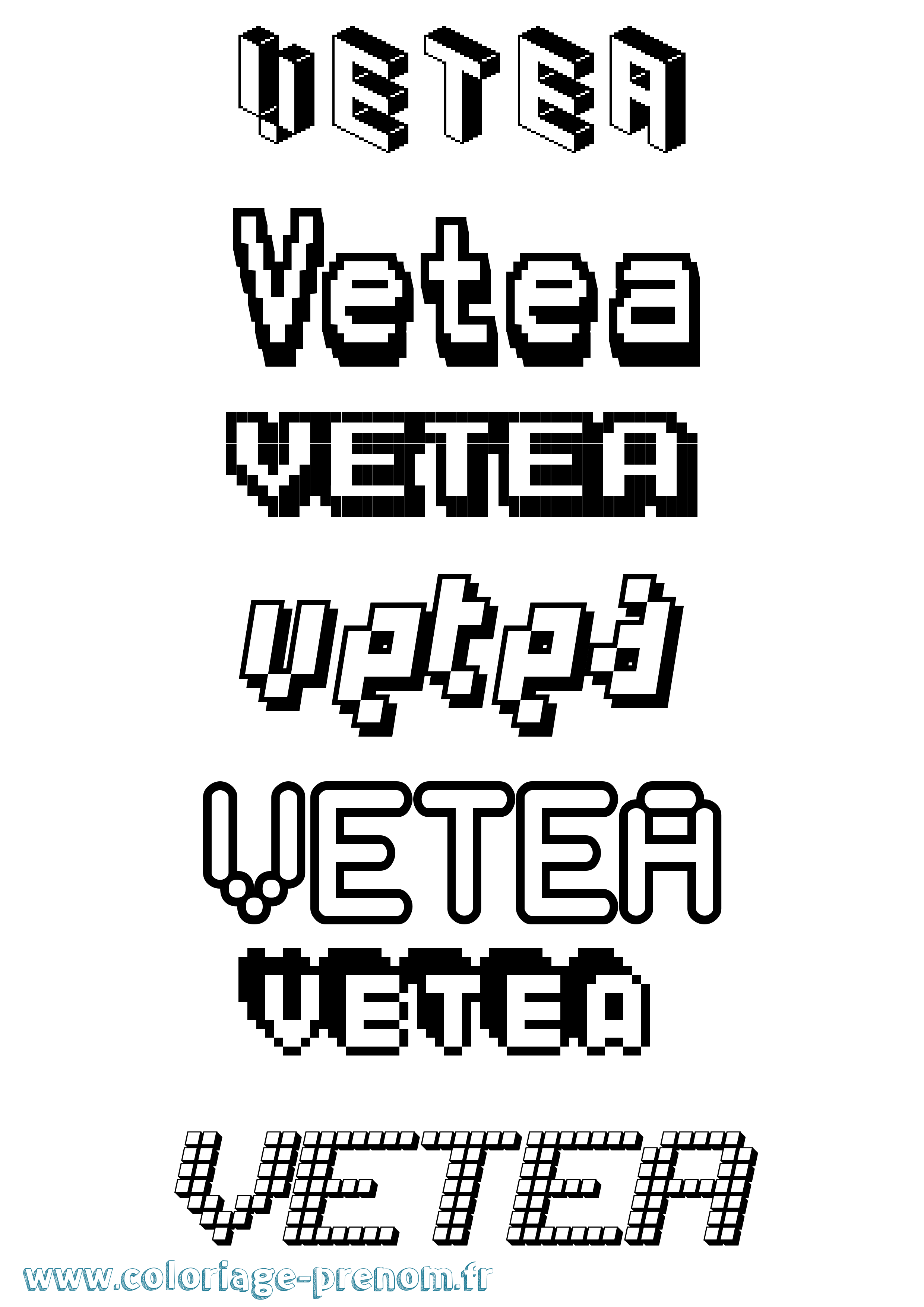 Coloriage Vetea Pixel Coloriage prénom Vetea Pixel