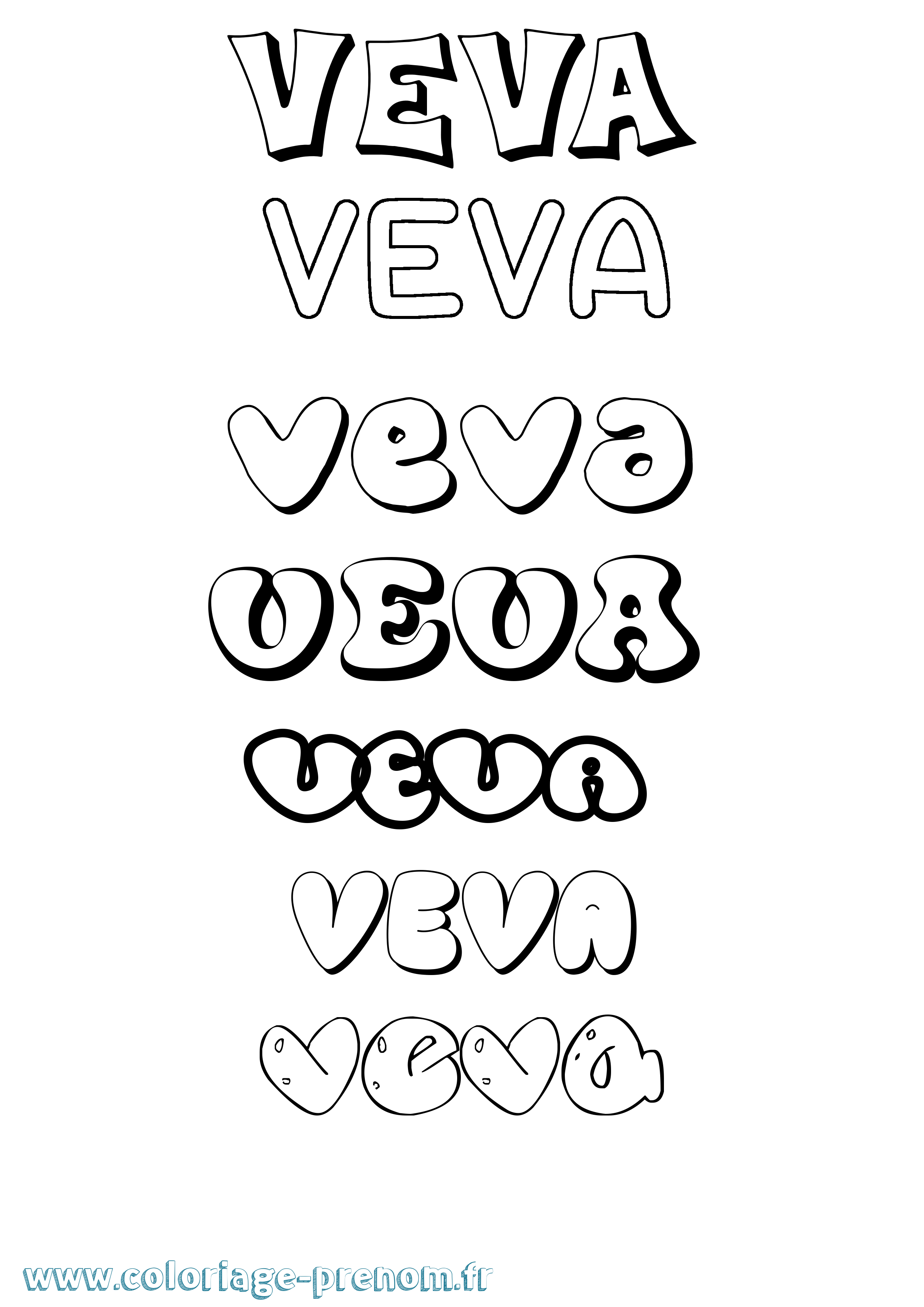 Coloriage Veva Bubble Coloriage prénom Veva Bubble