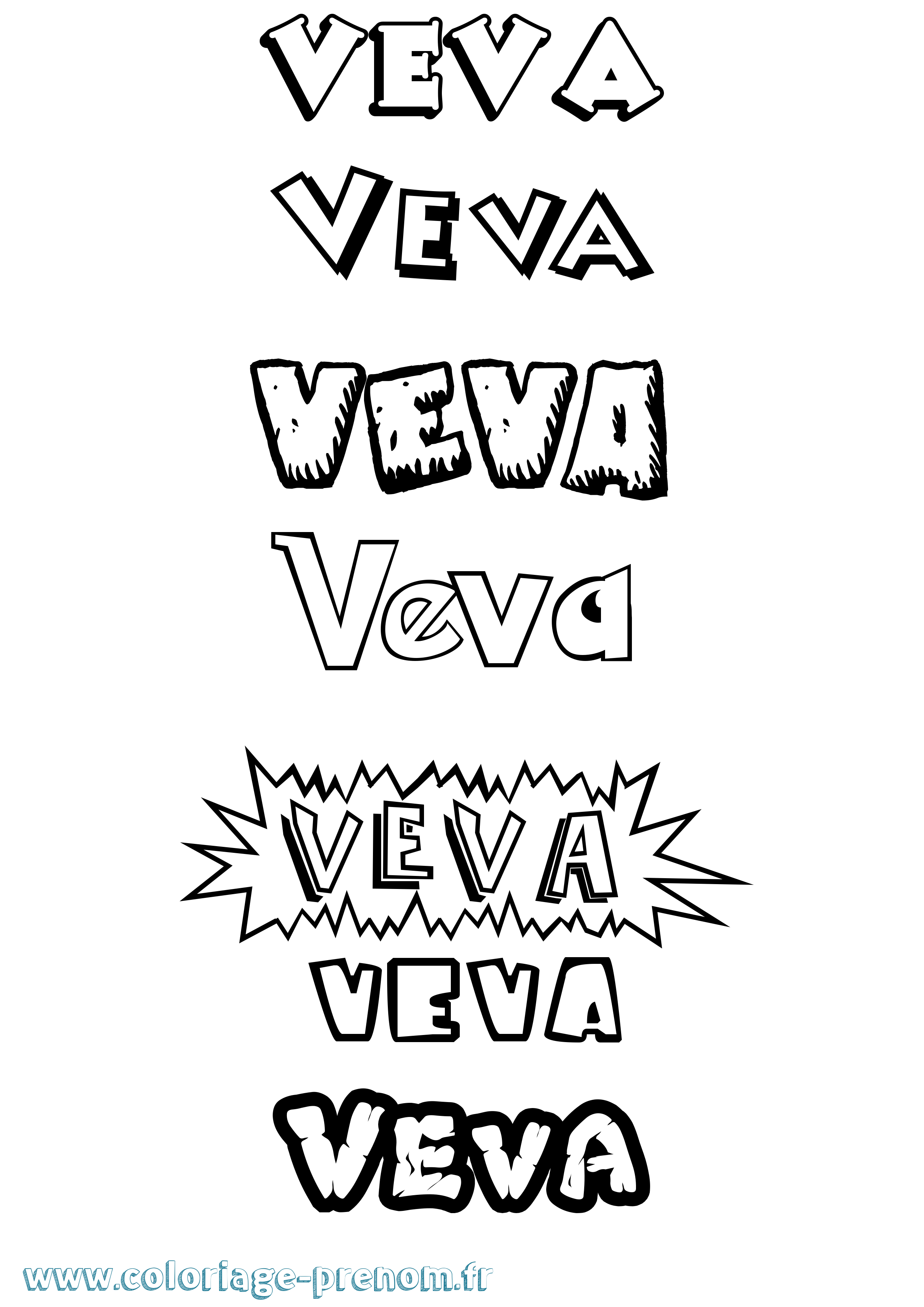 Coloriage Veva Dessin Animé Coloriage prénom Veva Dessin Animé
