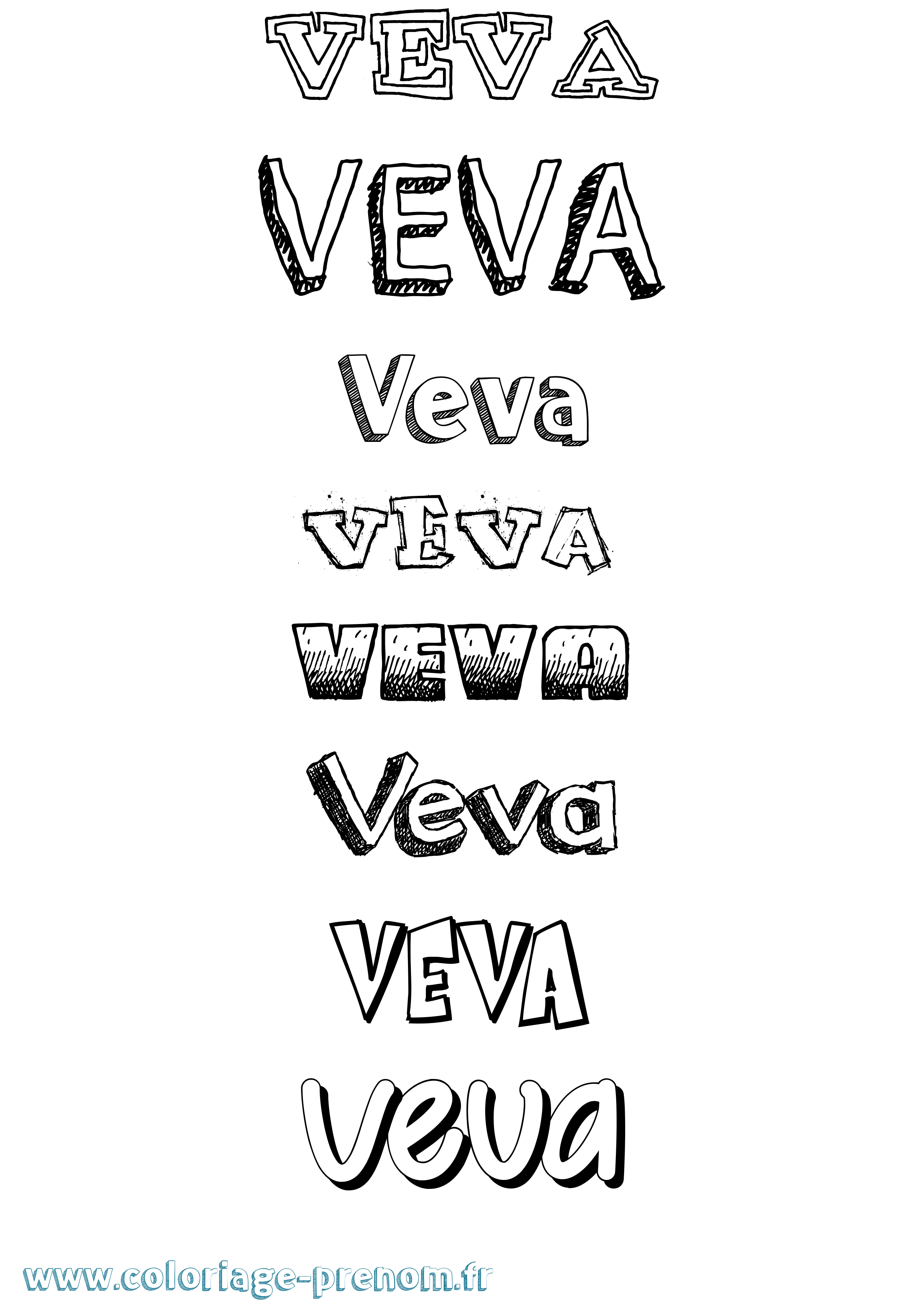 Coloriage Veva Dessiné Coloriage prénom Veva Dessiné