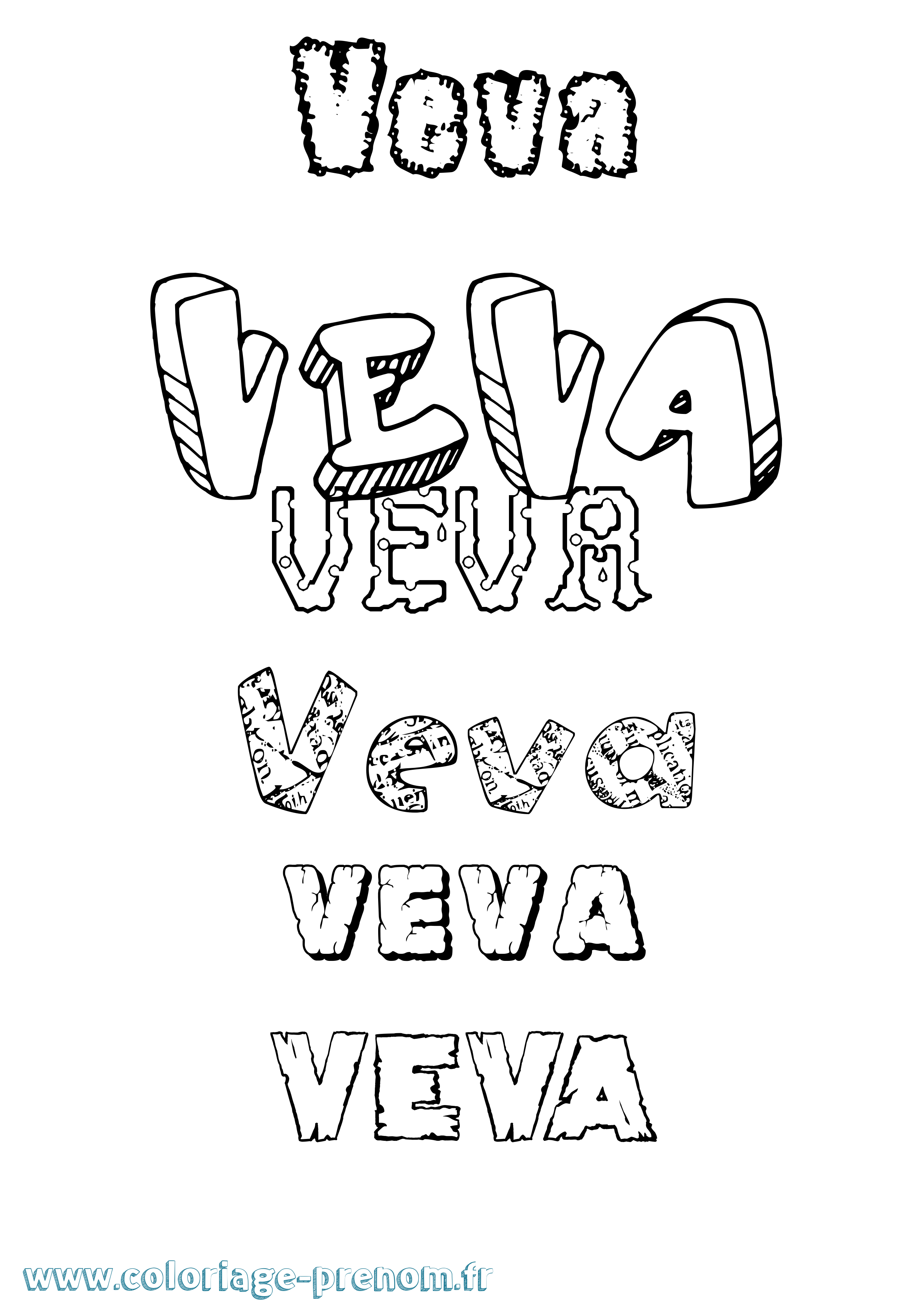 Coloriage Veva Destructuré Coloriage prénom Veva Destructuré