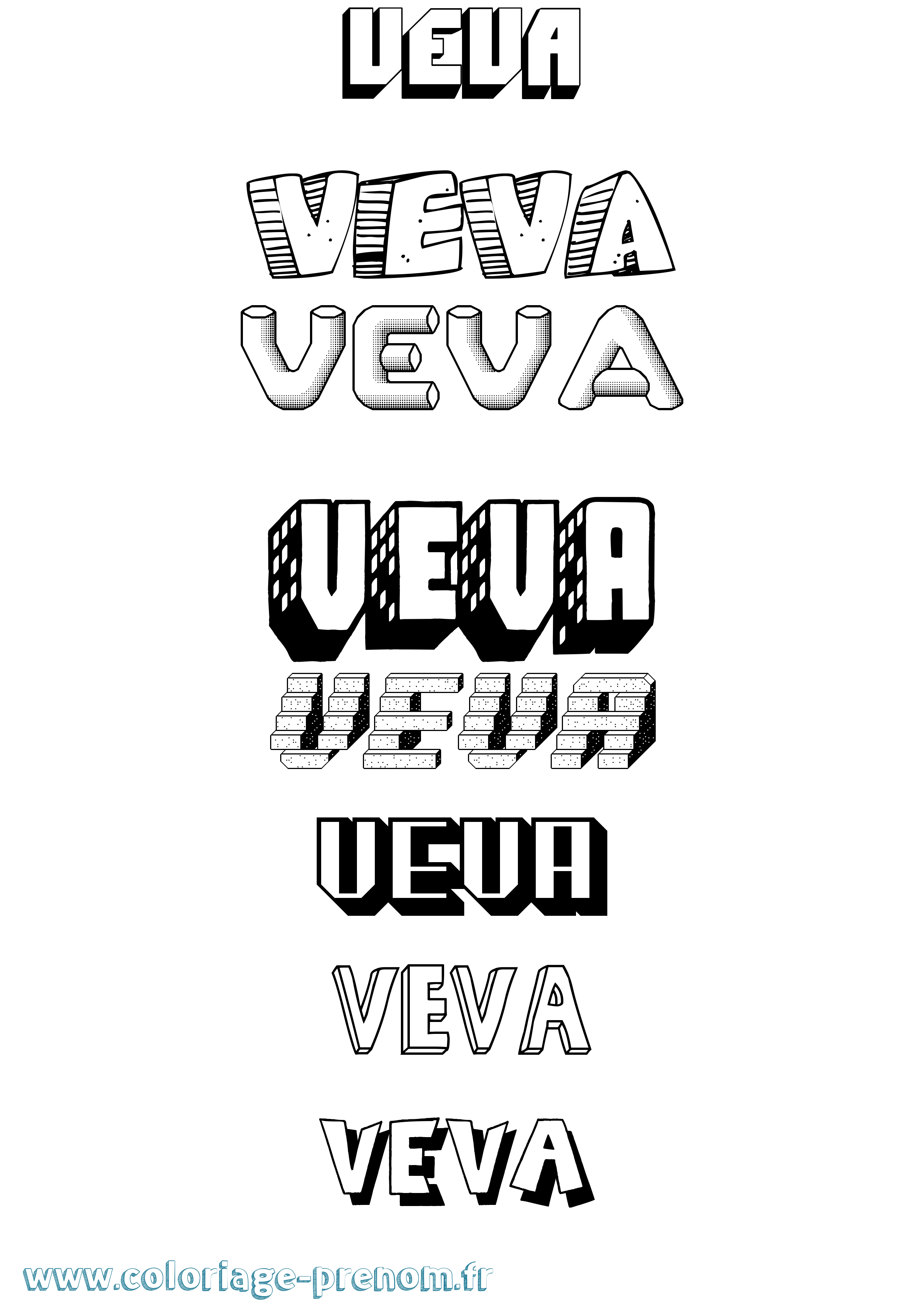 Coloriage Veva Effet 3D Coloriage prénom Veva Effet 3D