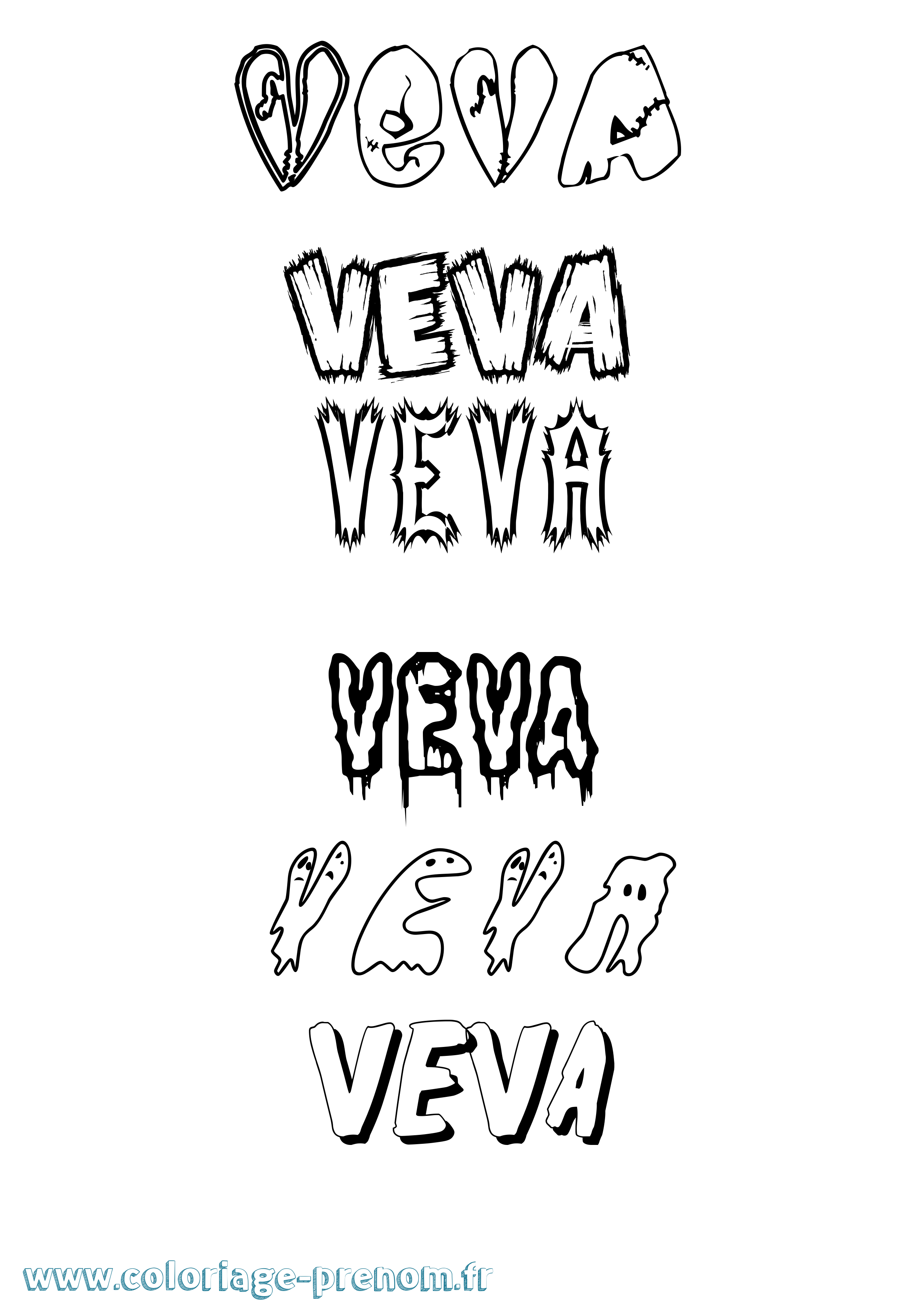 Coloriage Veva Frisson Coloriage prénom Veva Frisson