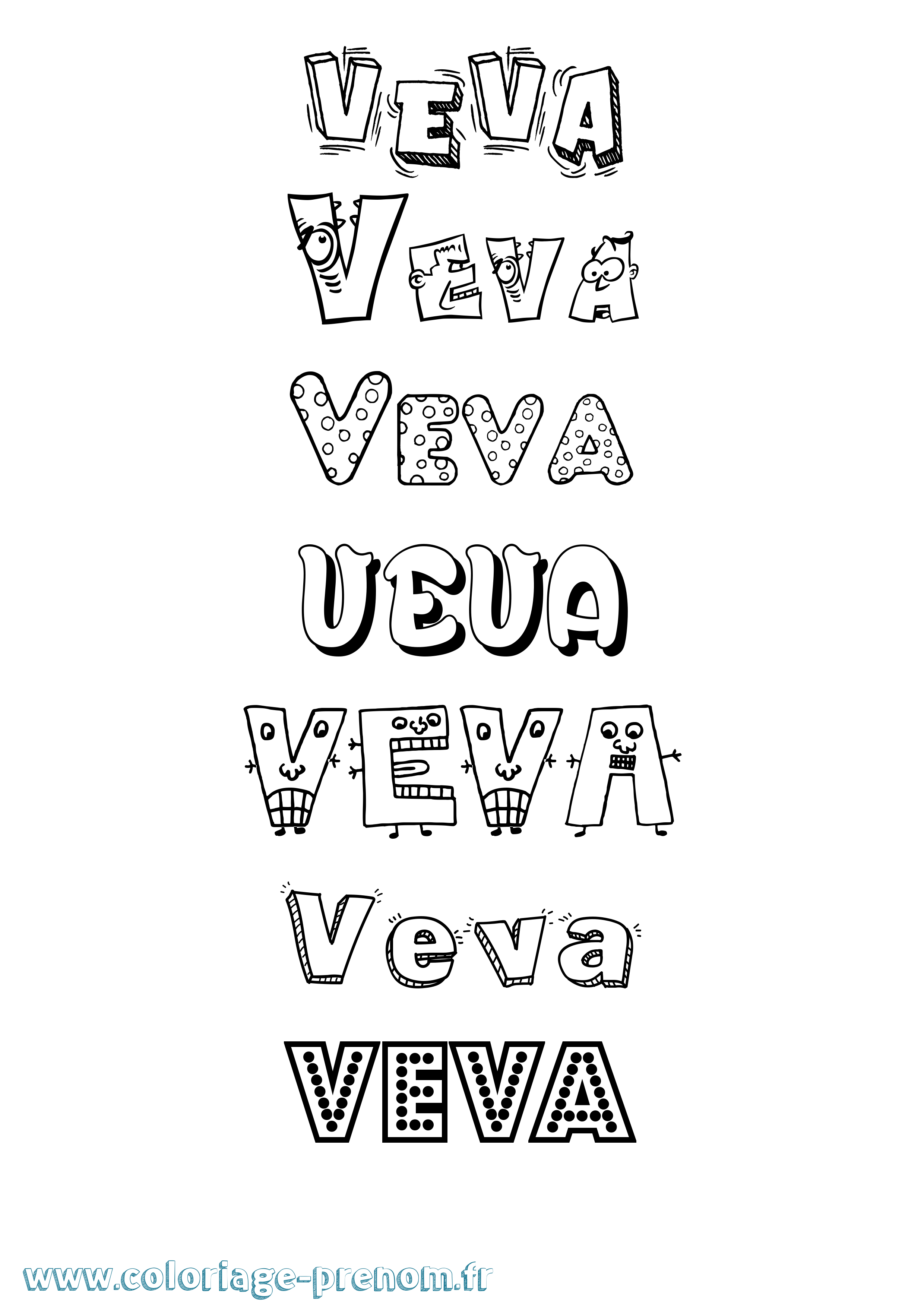 Coloriage Veva Fun Coloriage prénom Veva Fun