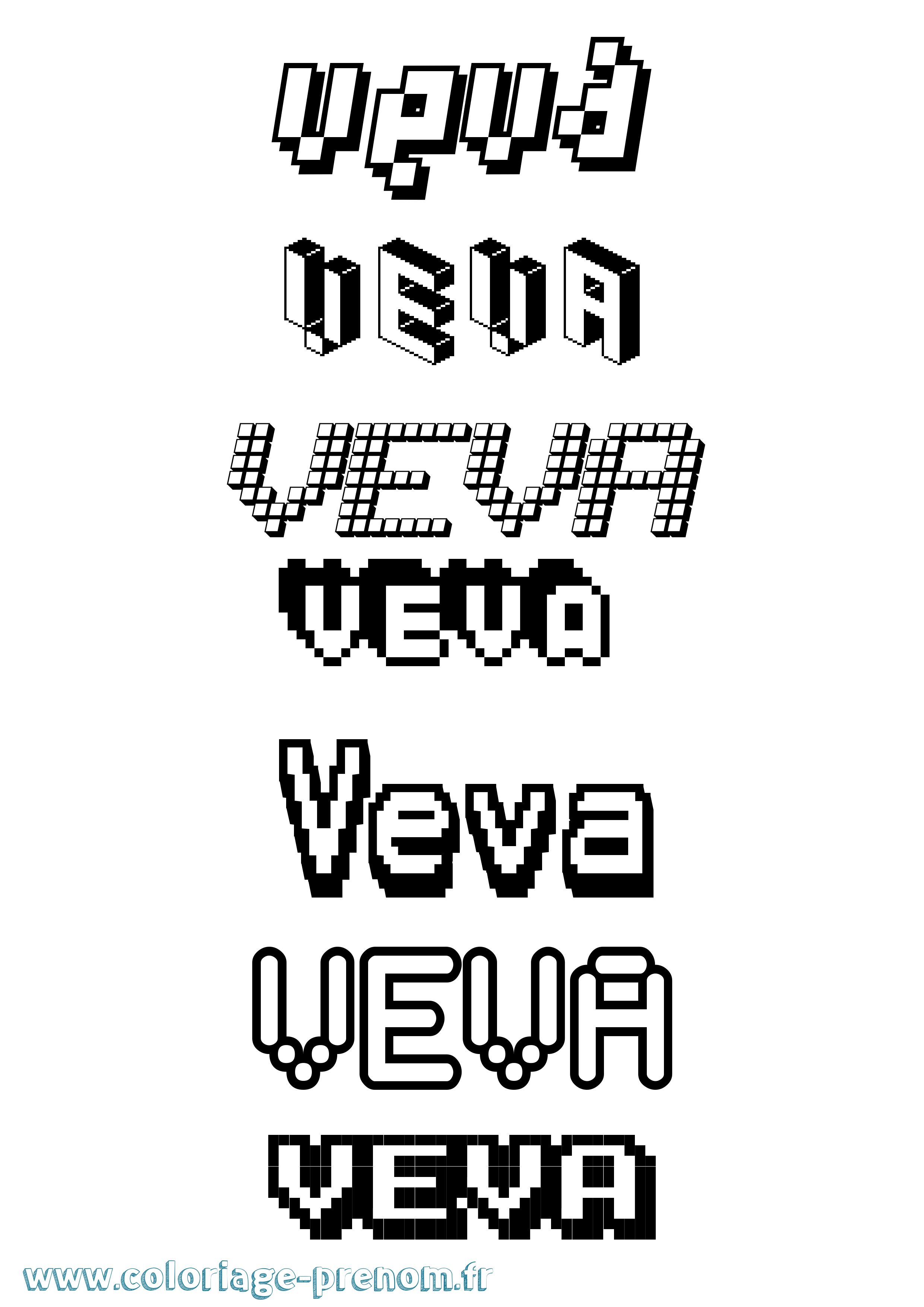 Coloriage Veva Pixel Coloriage prénom Veva Pixel