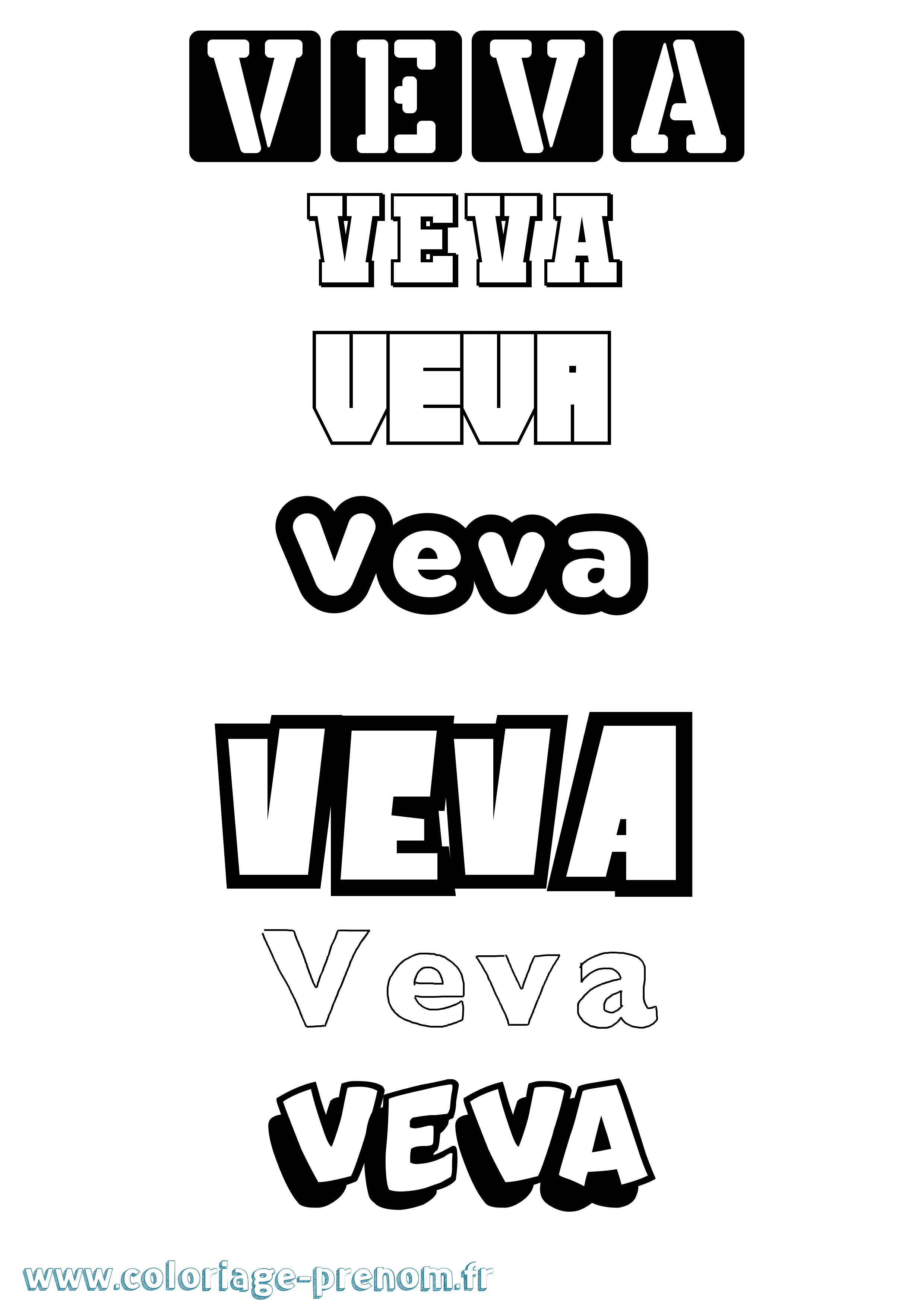Coloriage Veva Simple Coloriage prénom Veva Simple