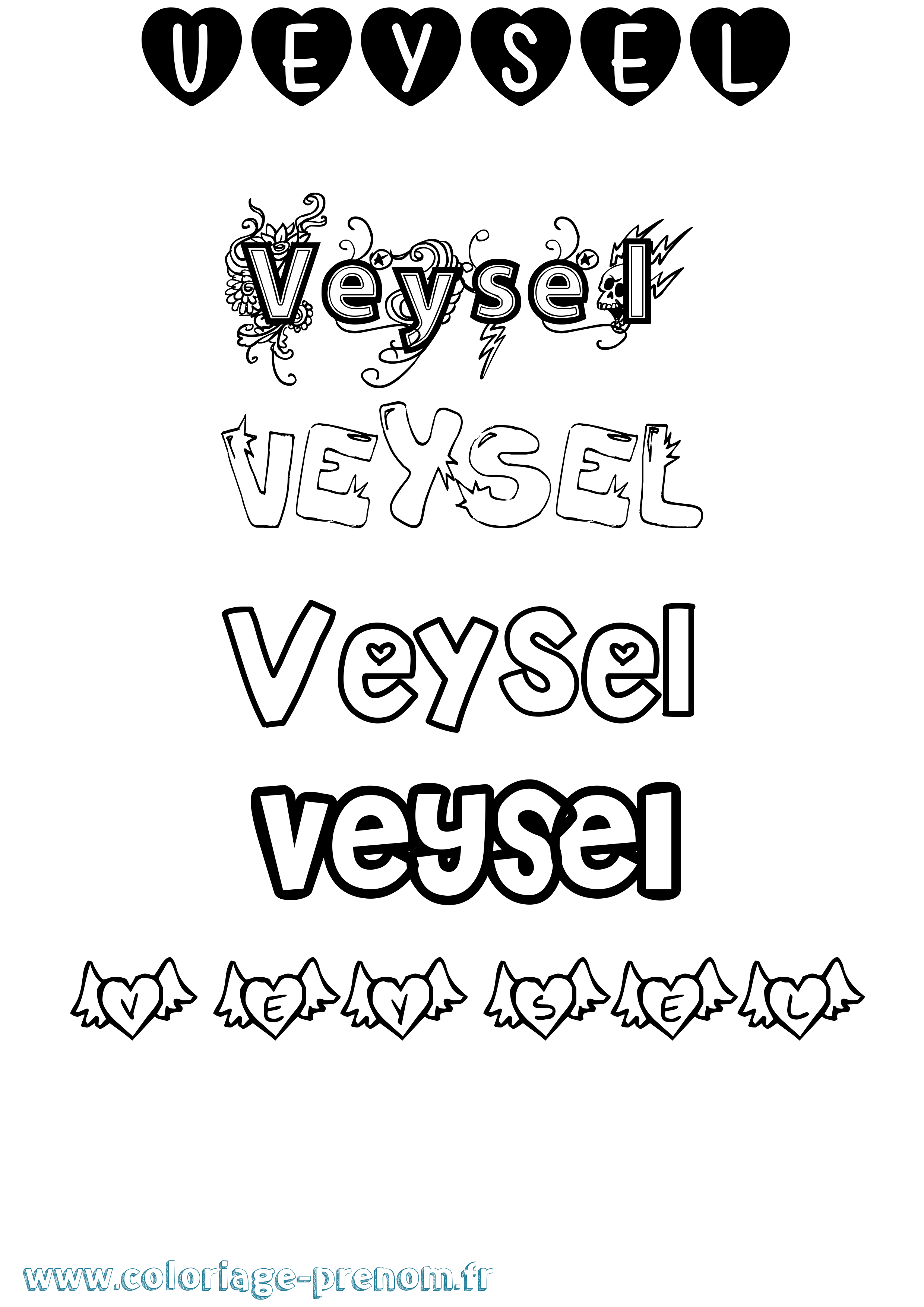 Coloriage Veysel Girly Coloriage prénom Veysel Girly