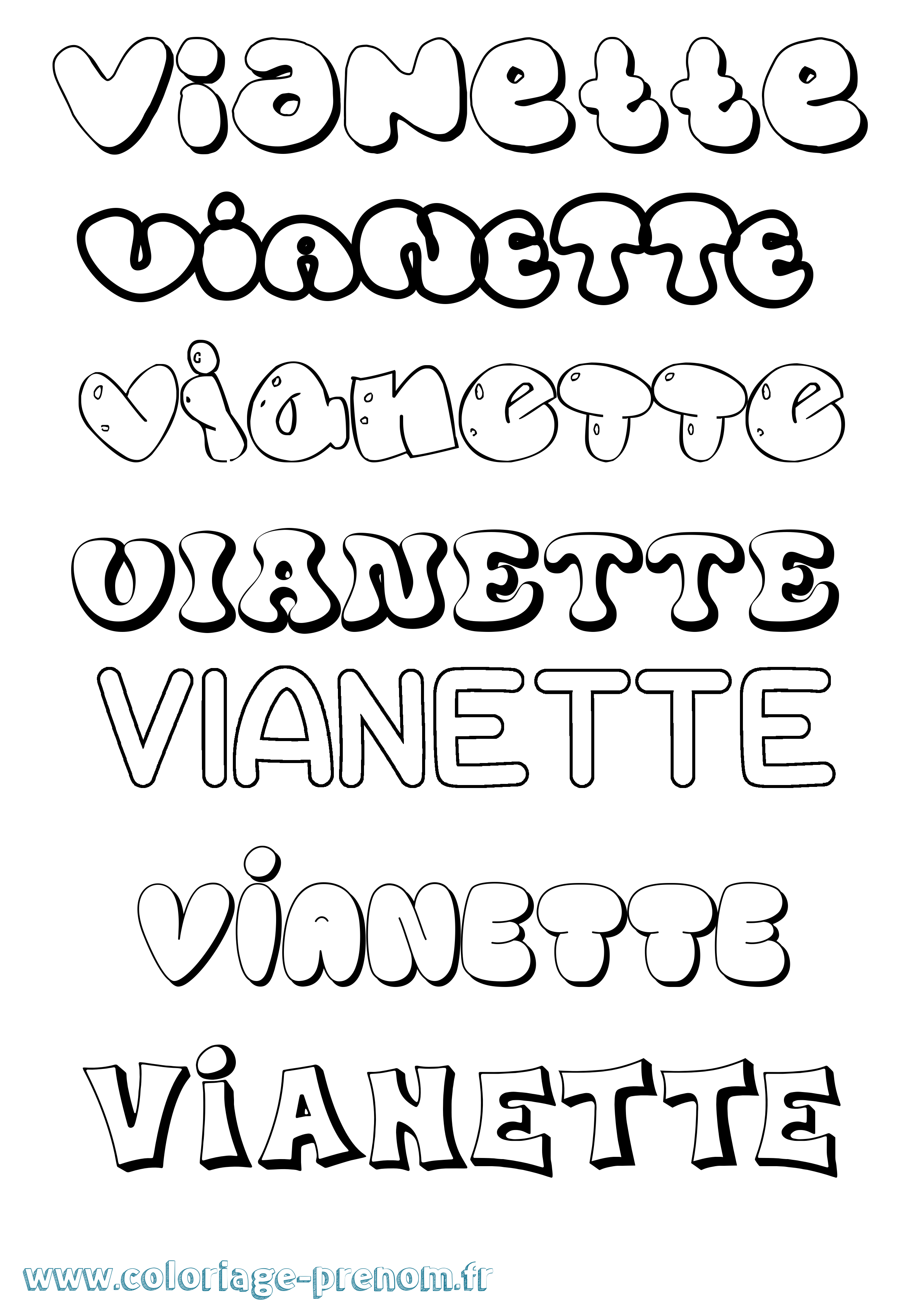 Coloriage Vianette Bubble Coloriage prénom Vianette Bubble