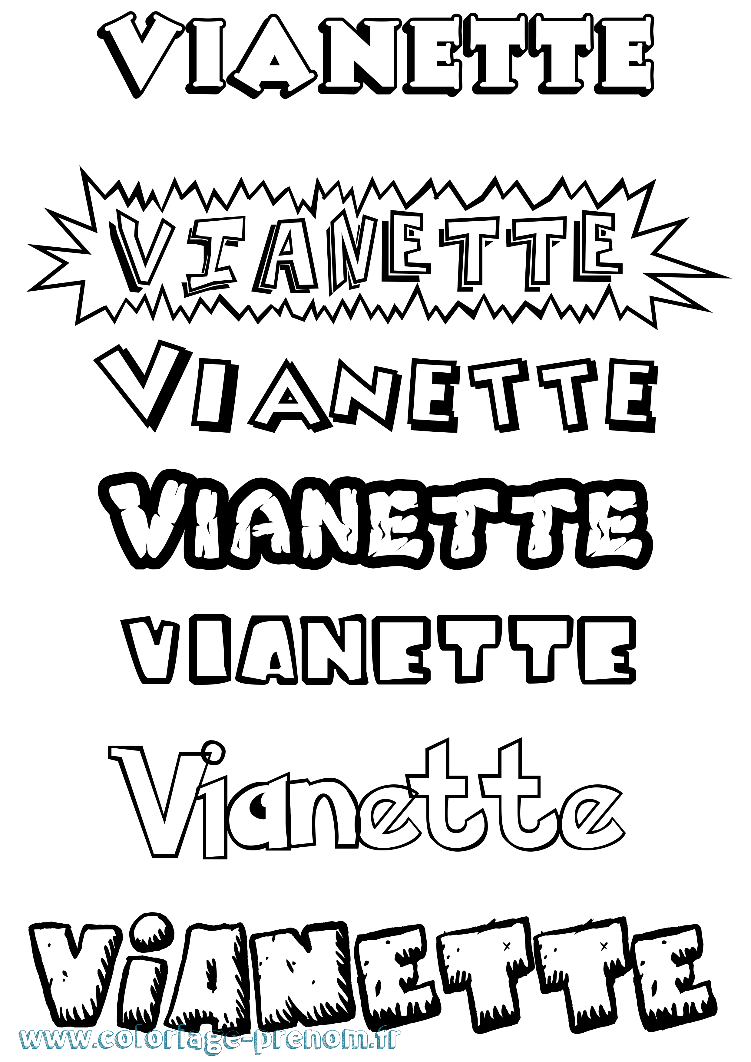 Coloriage Vianette Dessin Animé Coloriage prénom Vianette Dessin Animé