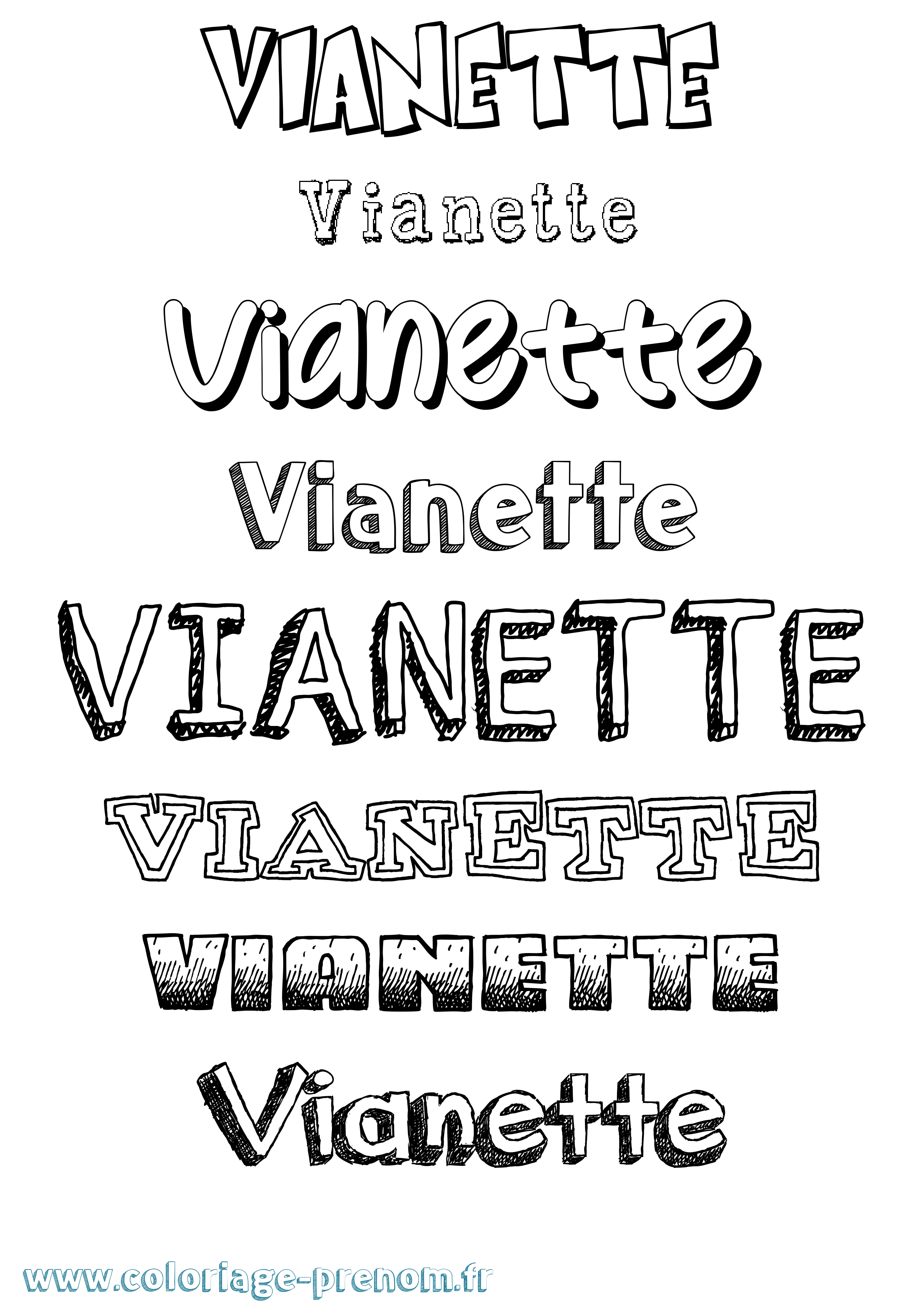 Coloriage Vianette Dessiné Coloriage prénom Vianette Dessiné