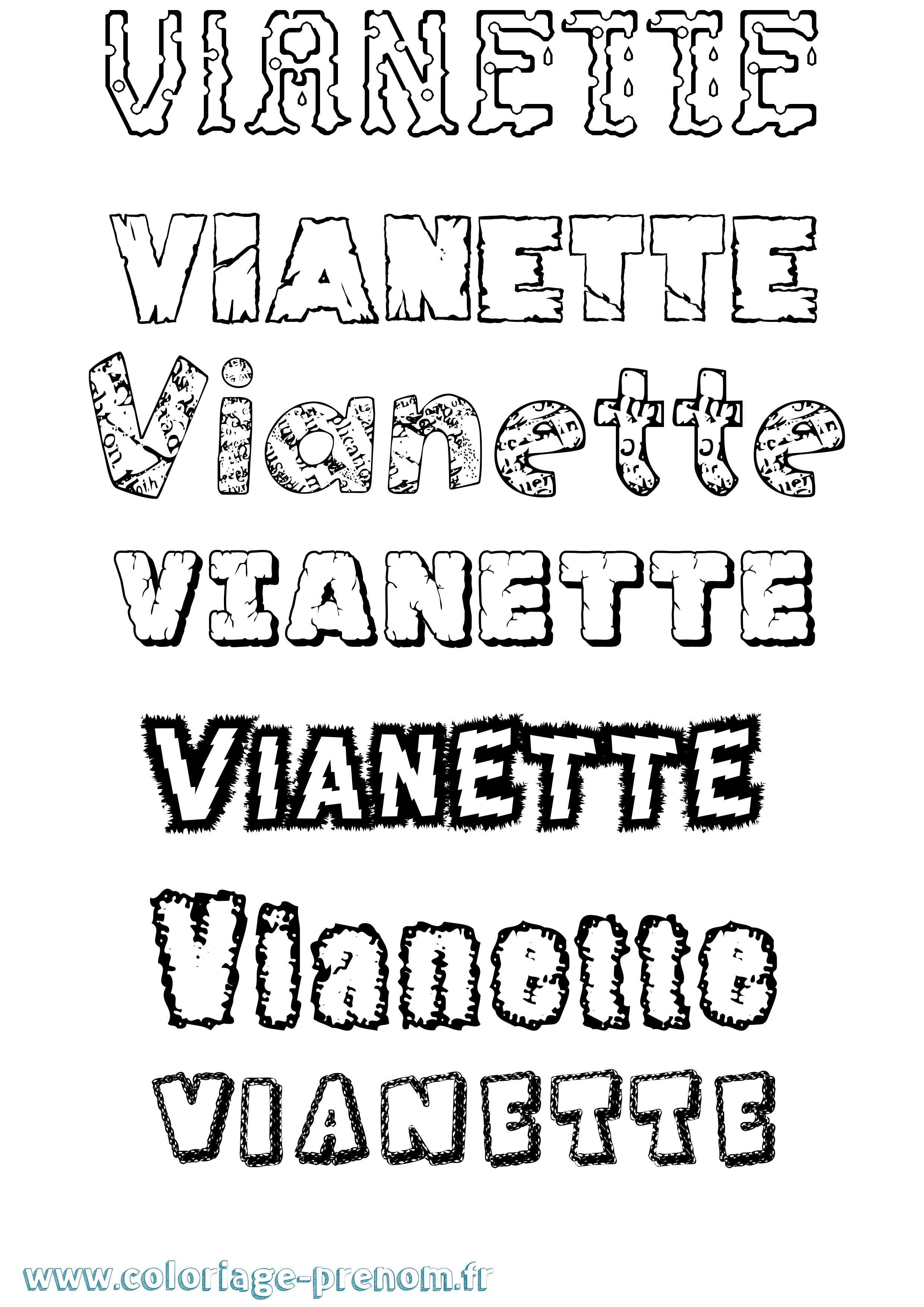 Coloriage Vianette Destructuré Coloriage prénom Vianette Destructuré