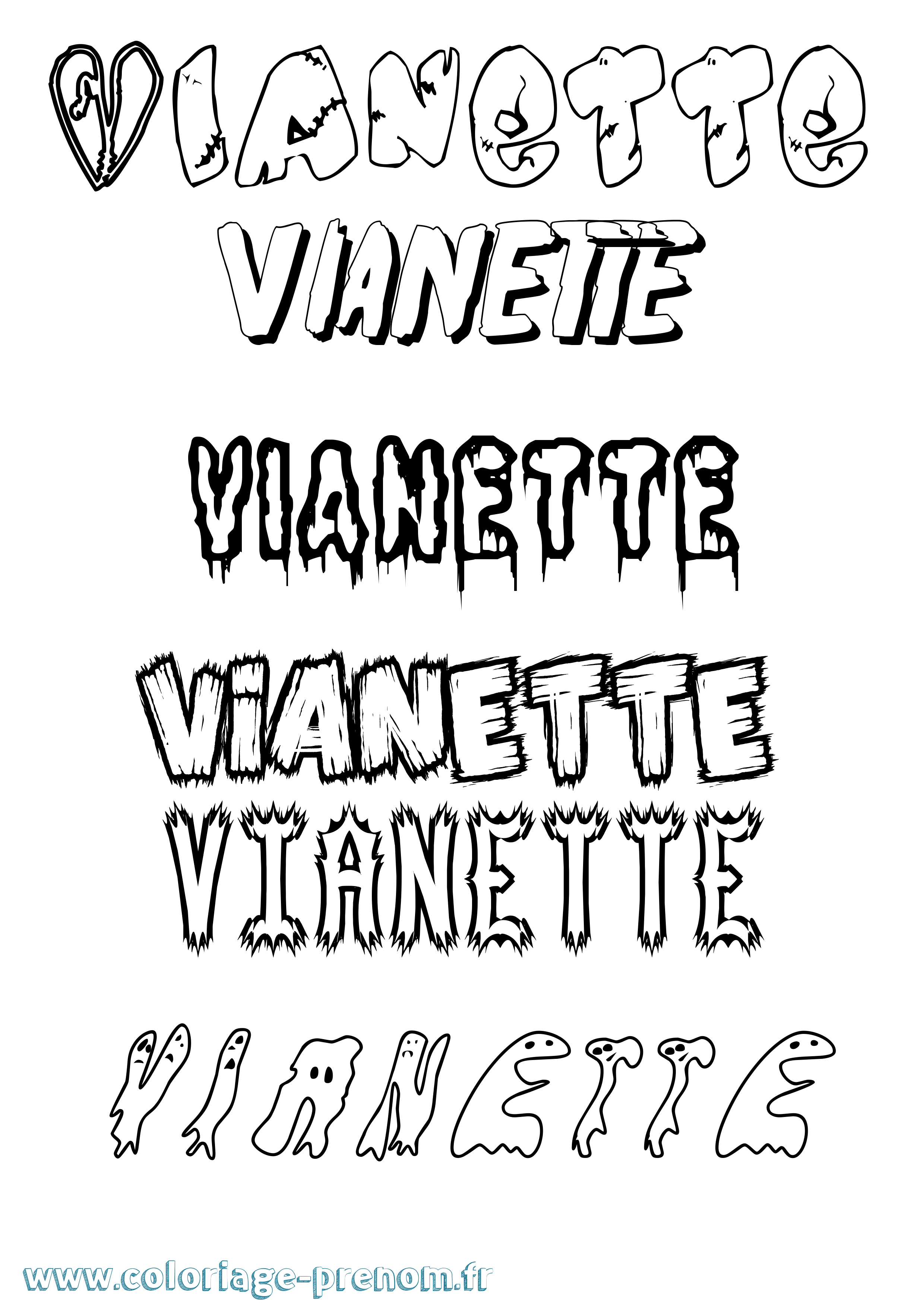 Coloriage Vianette Frisson Coloriage prénom Vianette Frisson