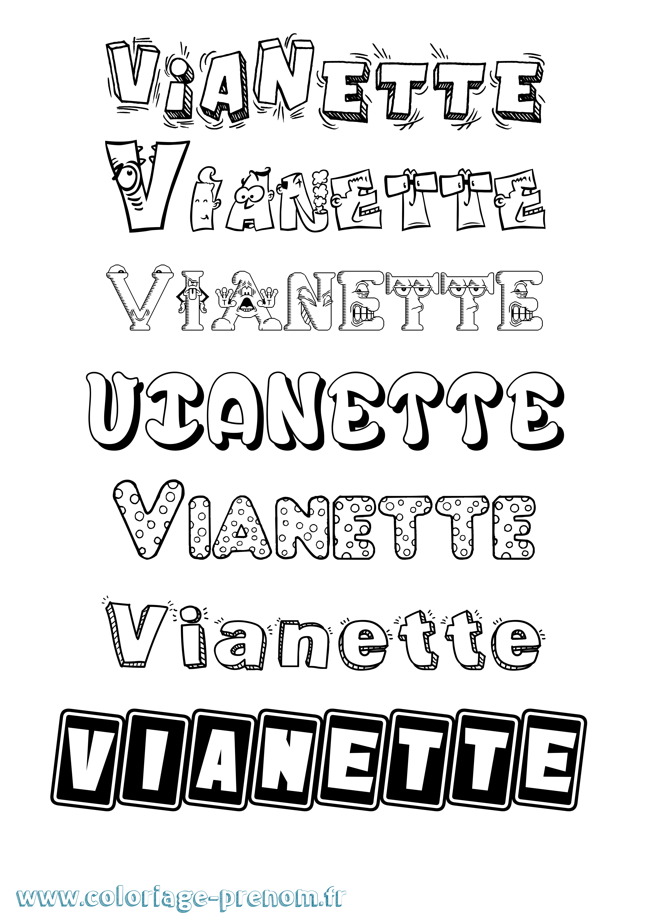 Coloriage Vianette Fun Coloriage prénom Vianette Fun