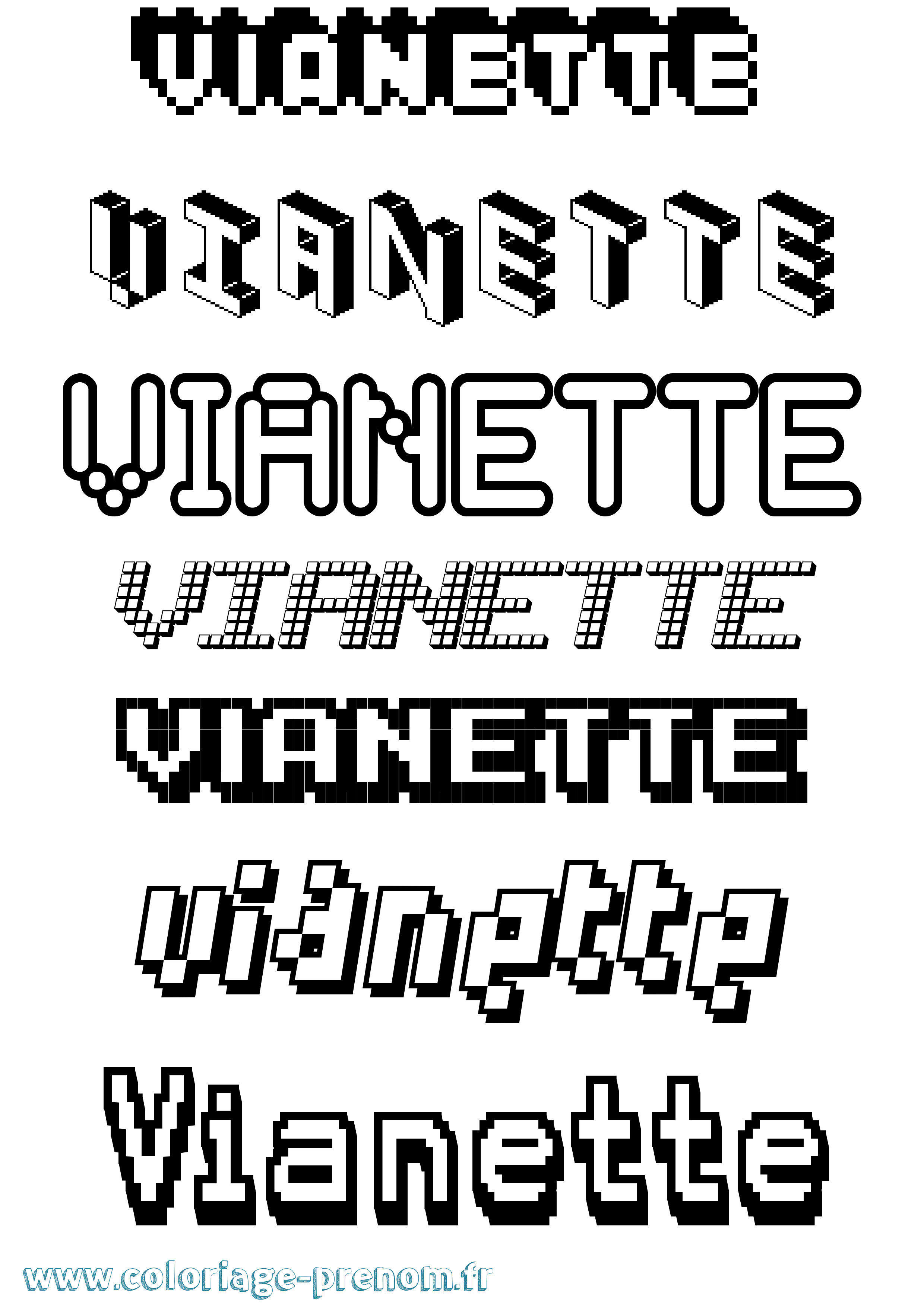 Coloriage Vianette Pixel Coloriage prénom Vianette Pixel