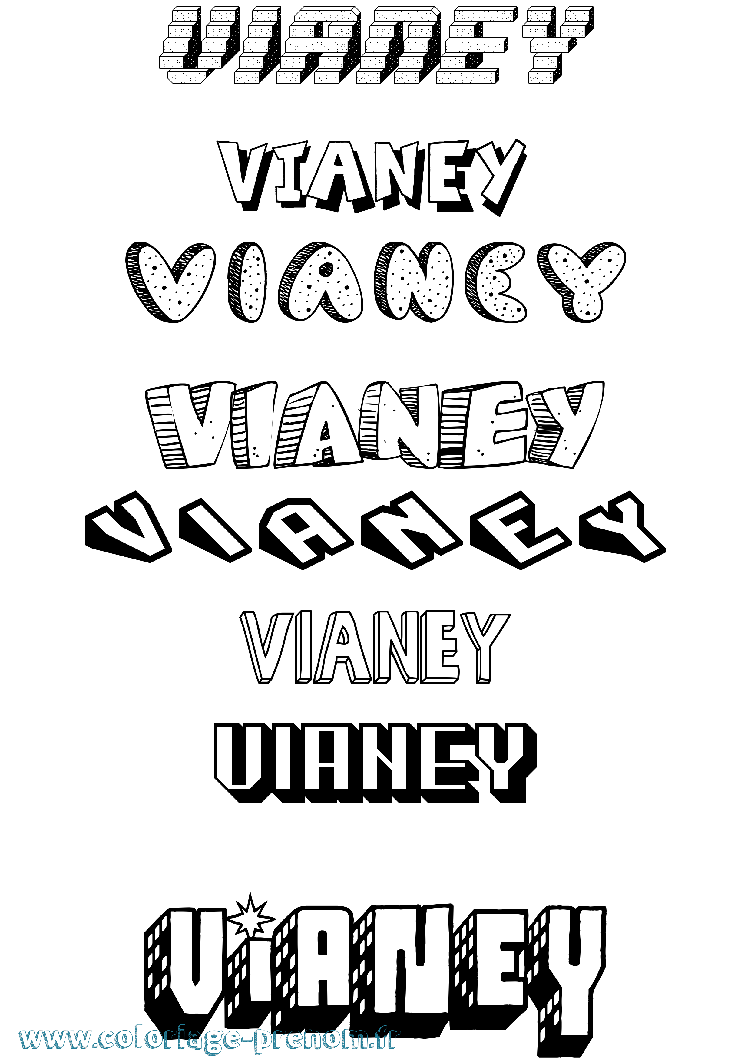Coloriage Vianey Effet 3D Coloriage prénom Vianey Effet 3D