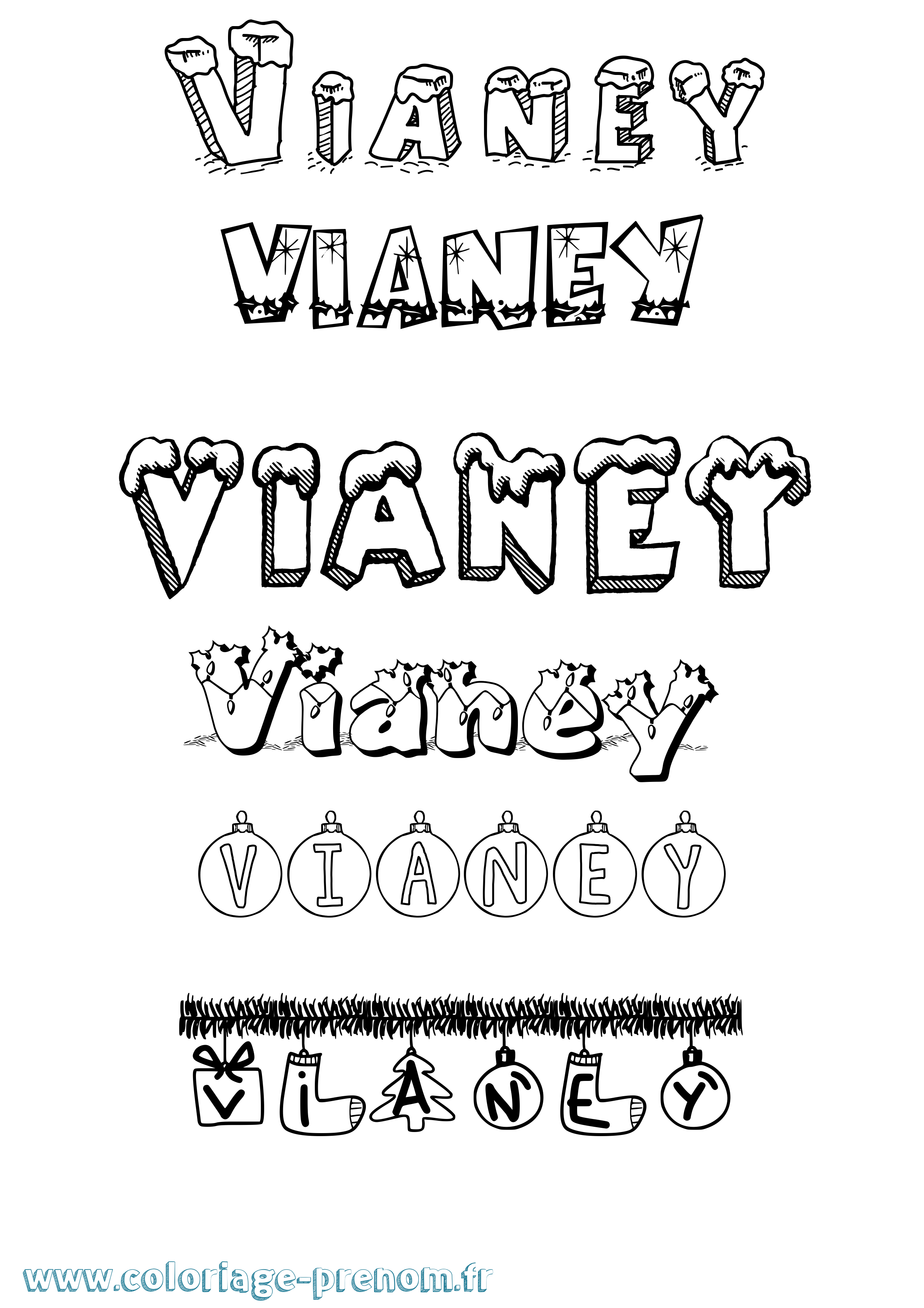 Coloriage Vianey Noël Coloriage prénom Vianey Noël