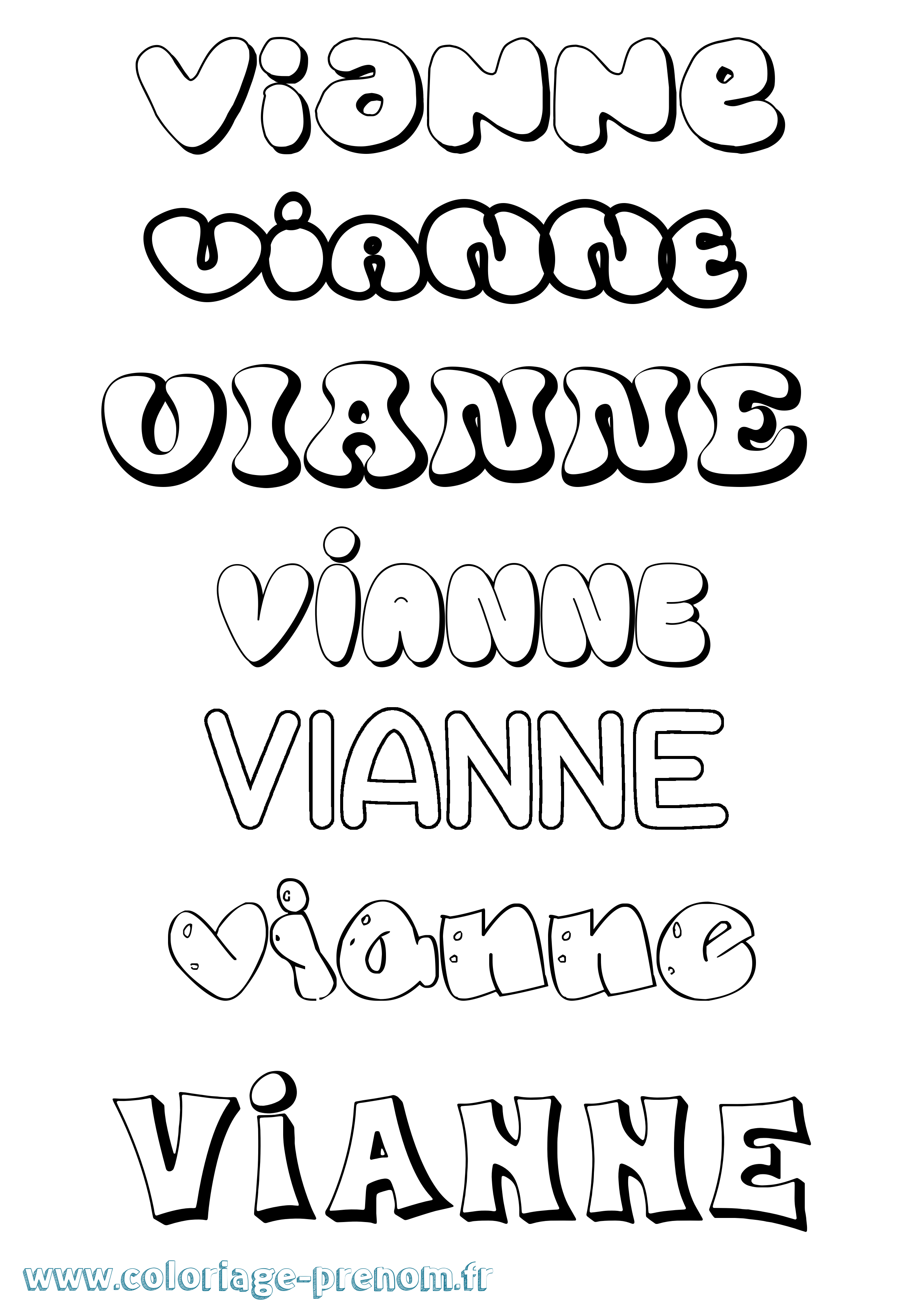 Coloriage Vianne Bubble Coloriage prénom Vianne Bubble