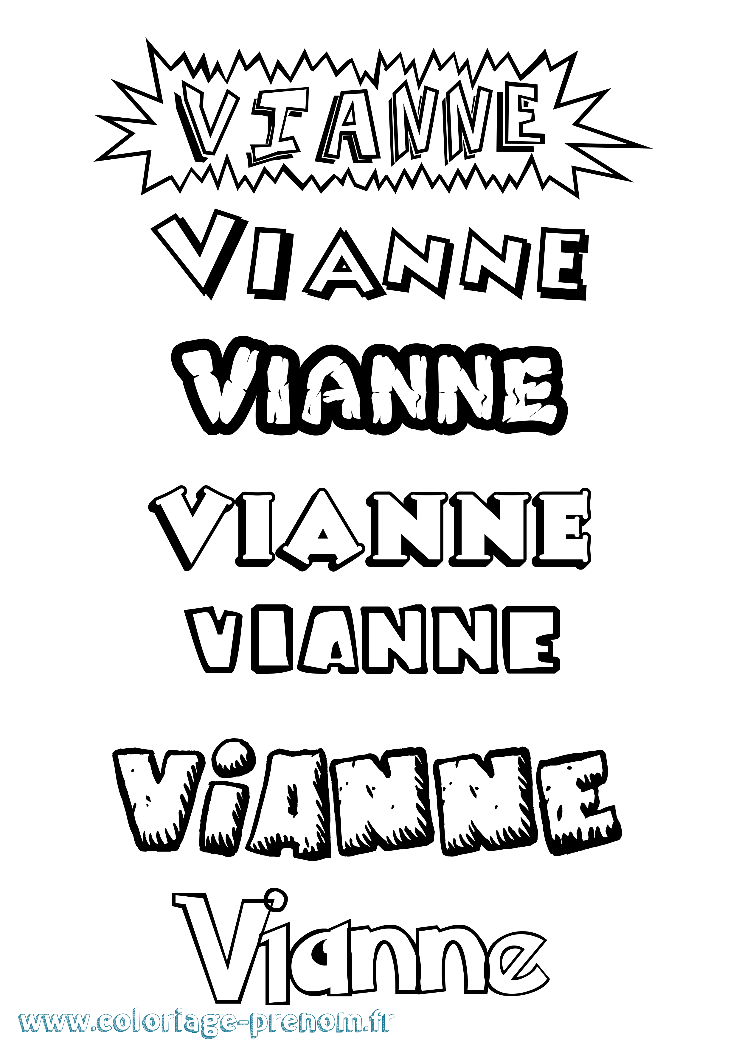 Coloriage Vianne Dessin Animé Coloriage prénom Vianne Dessin Animé
