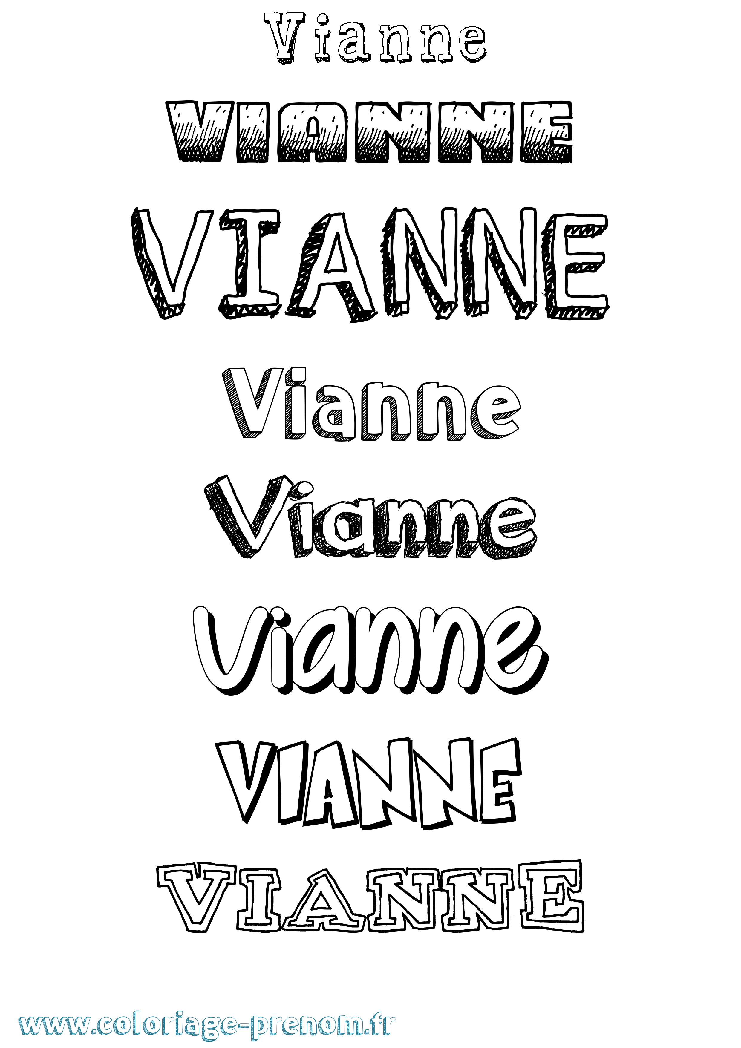 Coloriage Vianne Dessiné Coloriage prénom Vianne Dessiné