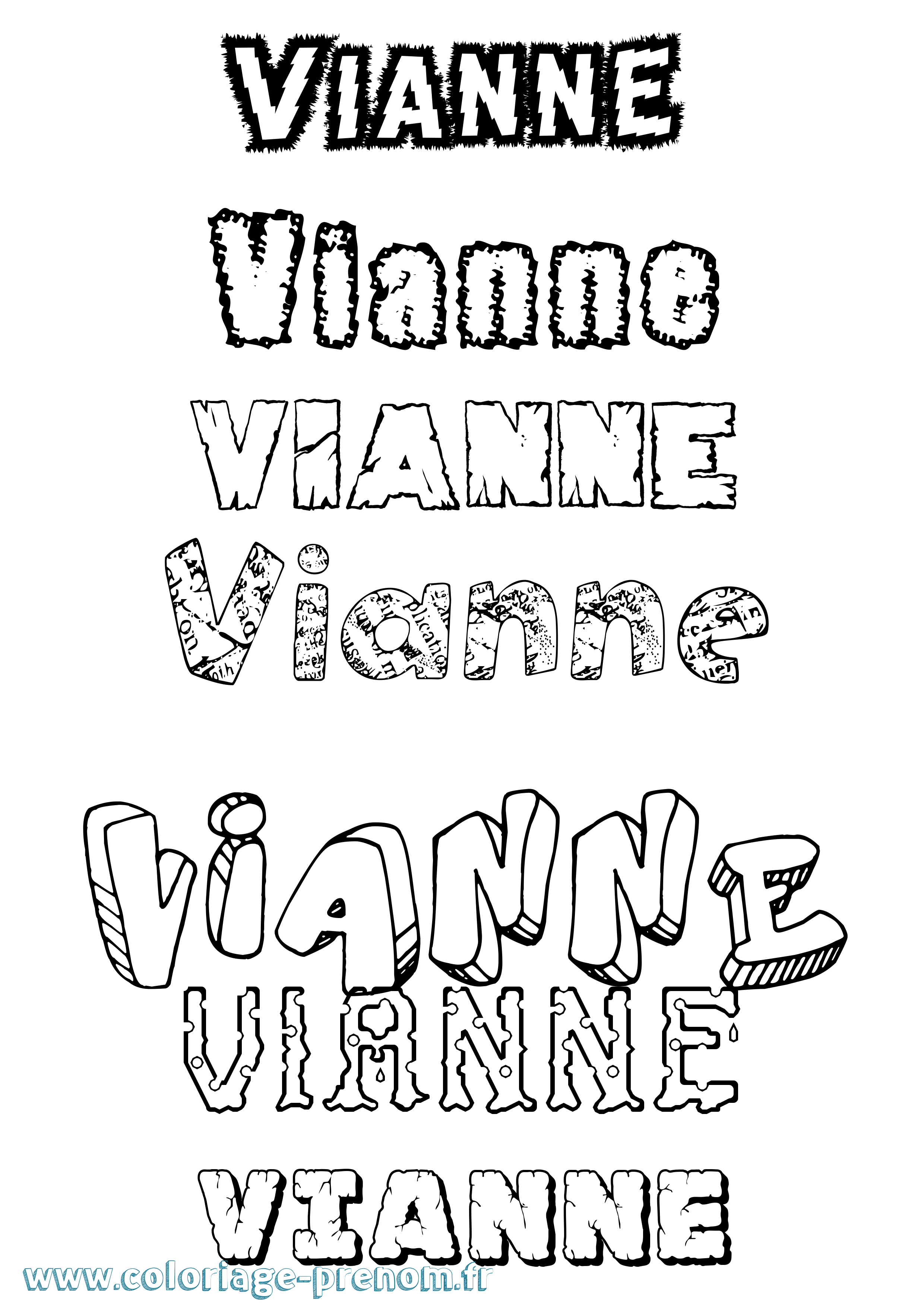 Coloriage Vianne Destructuré Coloriage prénom Vianne Destructuré