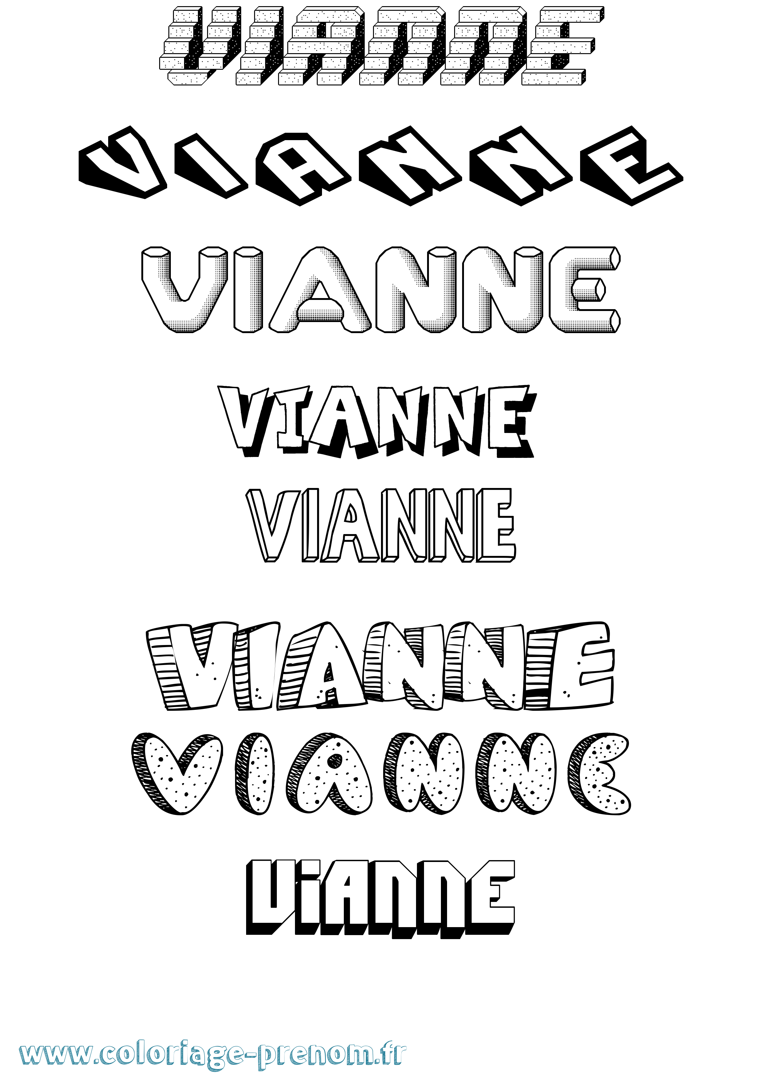Coloriage Vianne Effet 3D Coloriage prénom Vianne Effet 3D