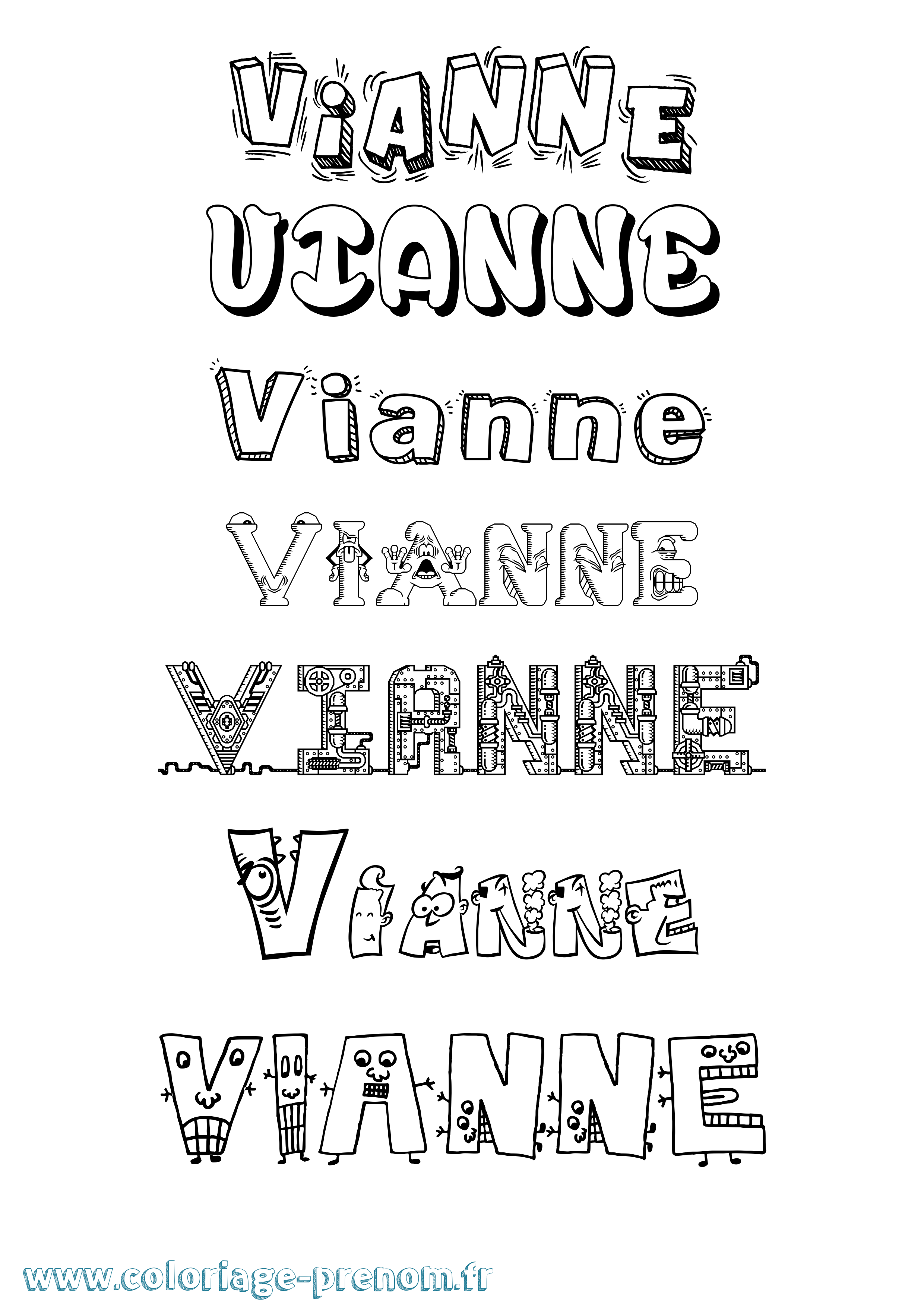Coloriage Vianne Fun Coloriage prénom Vianne Fun