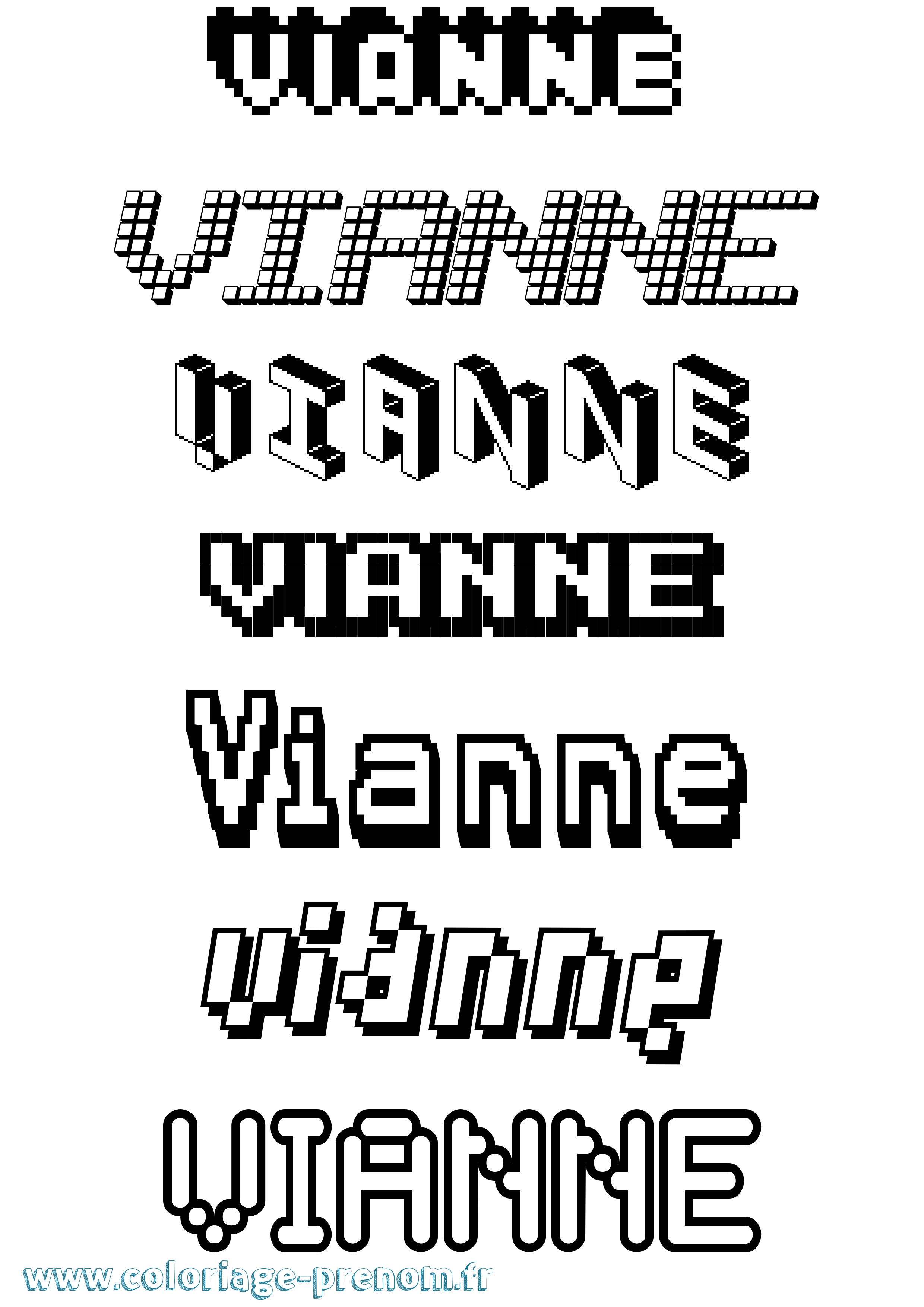 Coloriage Vianne Pixel Coloriage prénom Vianne Pixel