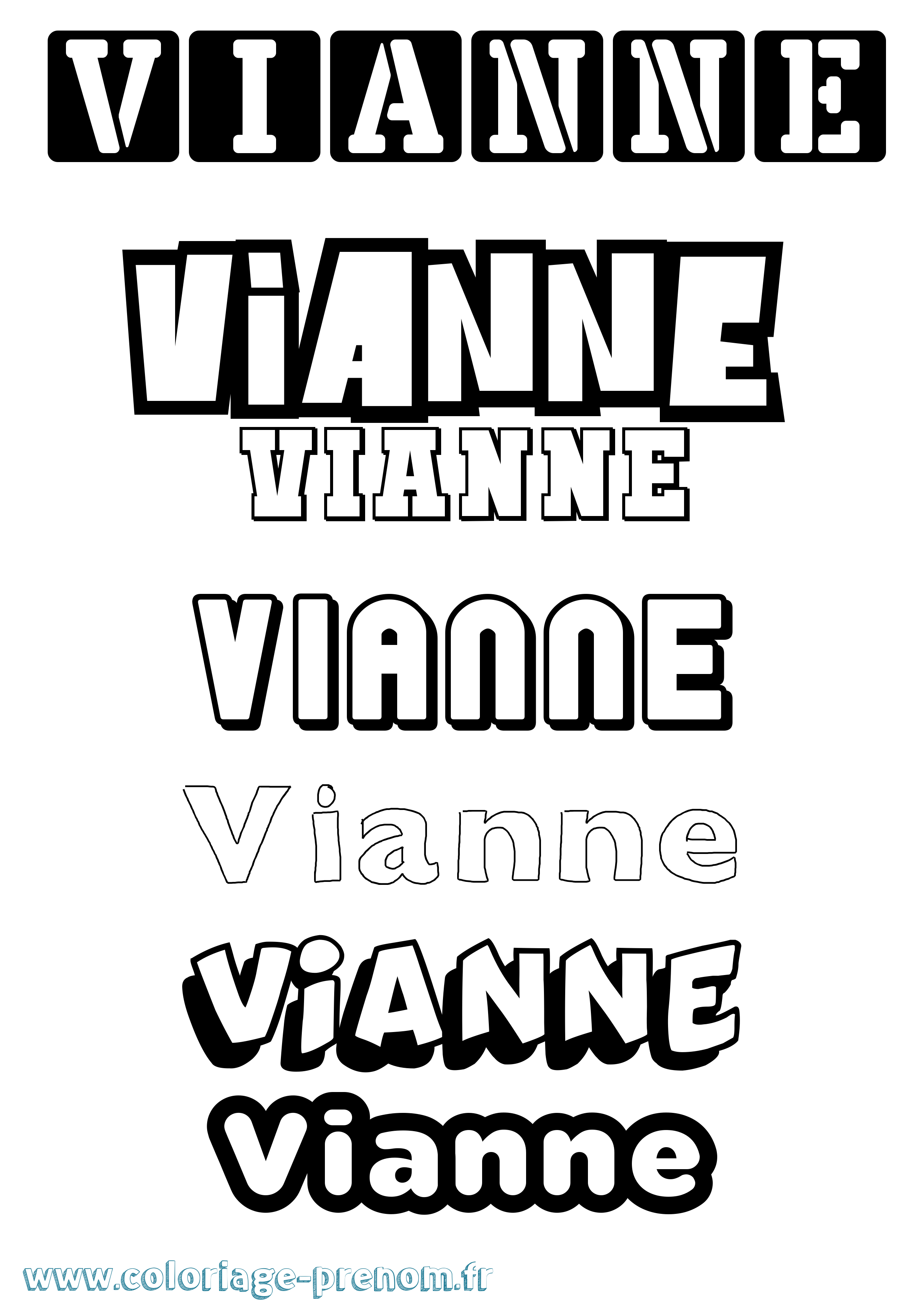 Coloriage Vianne Simple Coloriage prénom Vianne Simple