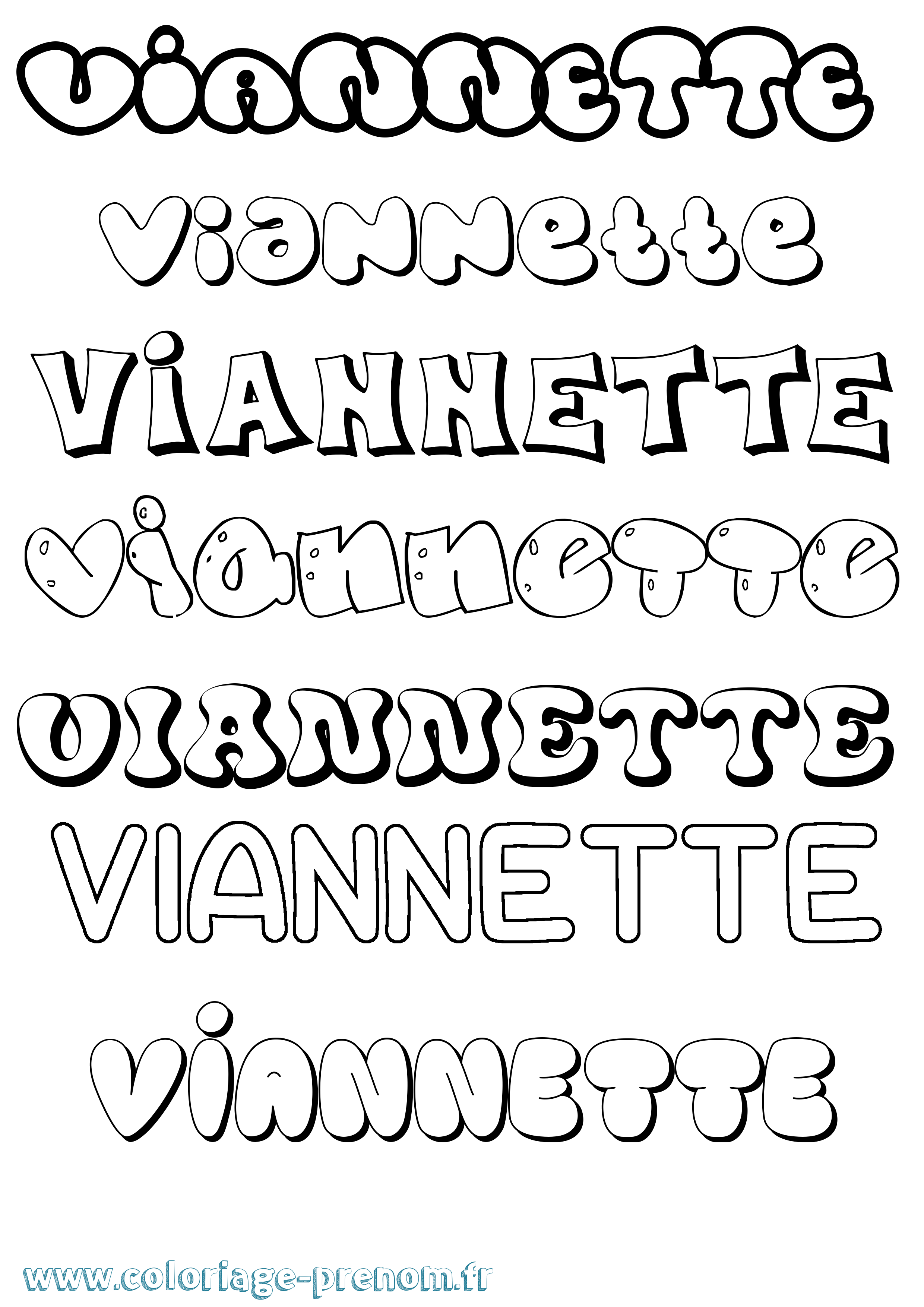 Coloriage Viannette Bubble Coloriage prénom Viannette Bubble