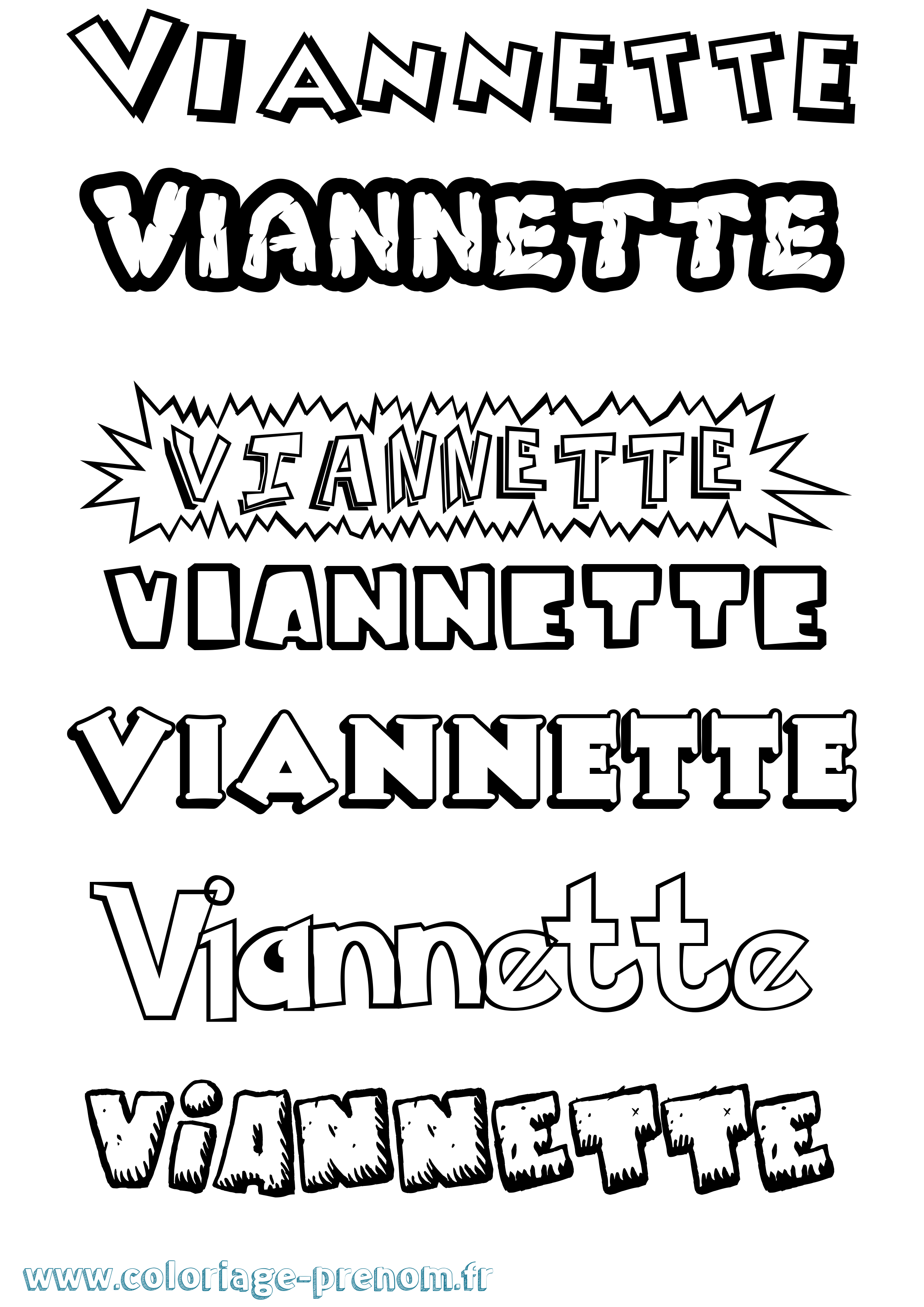 Coloriage Viannette Dessin Animé Coloriage prénom Viannette Dessin Animé