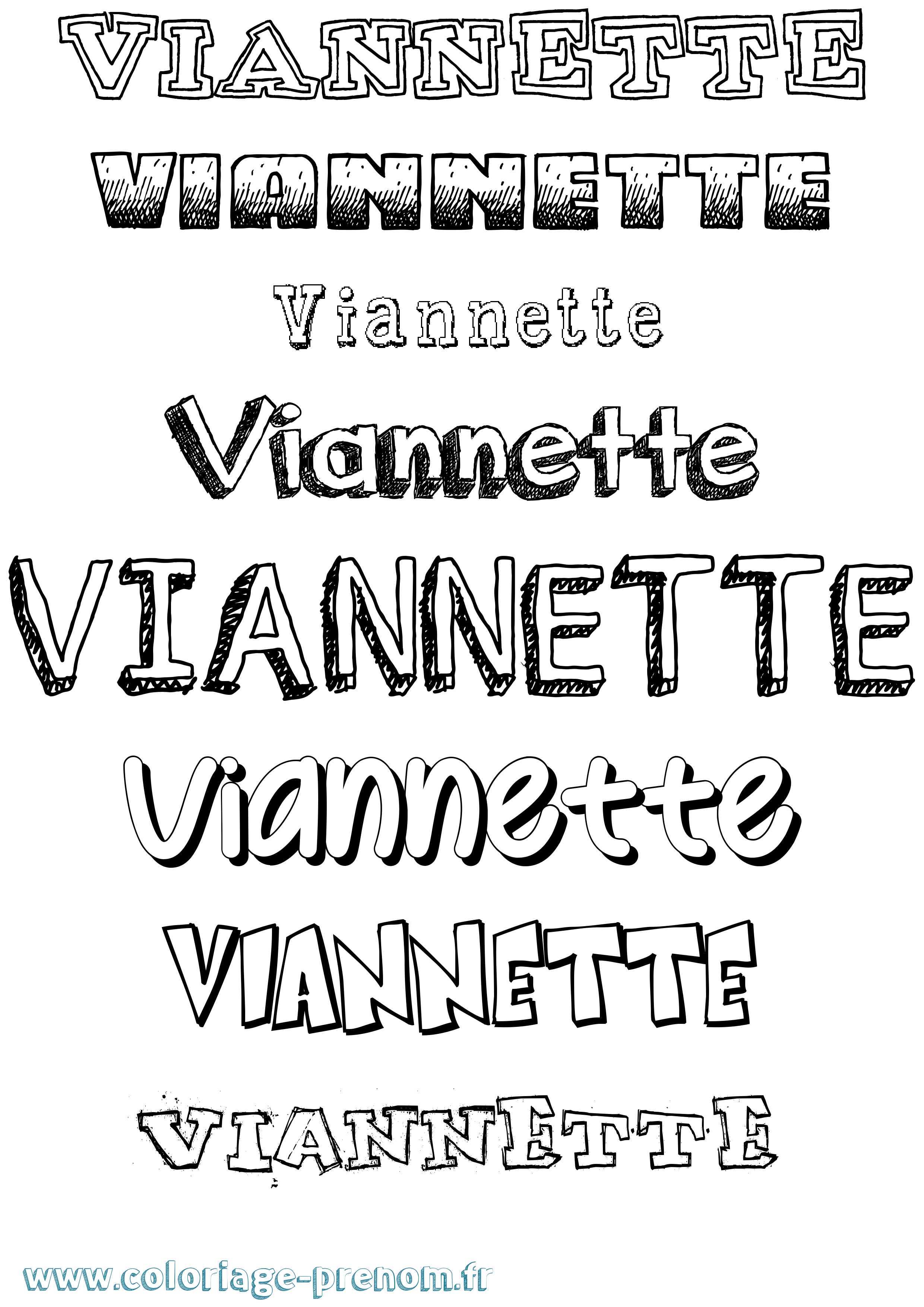 Coloriage Viannette Dessiné Coloriage prénom Viannette Dessiné