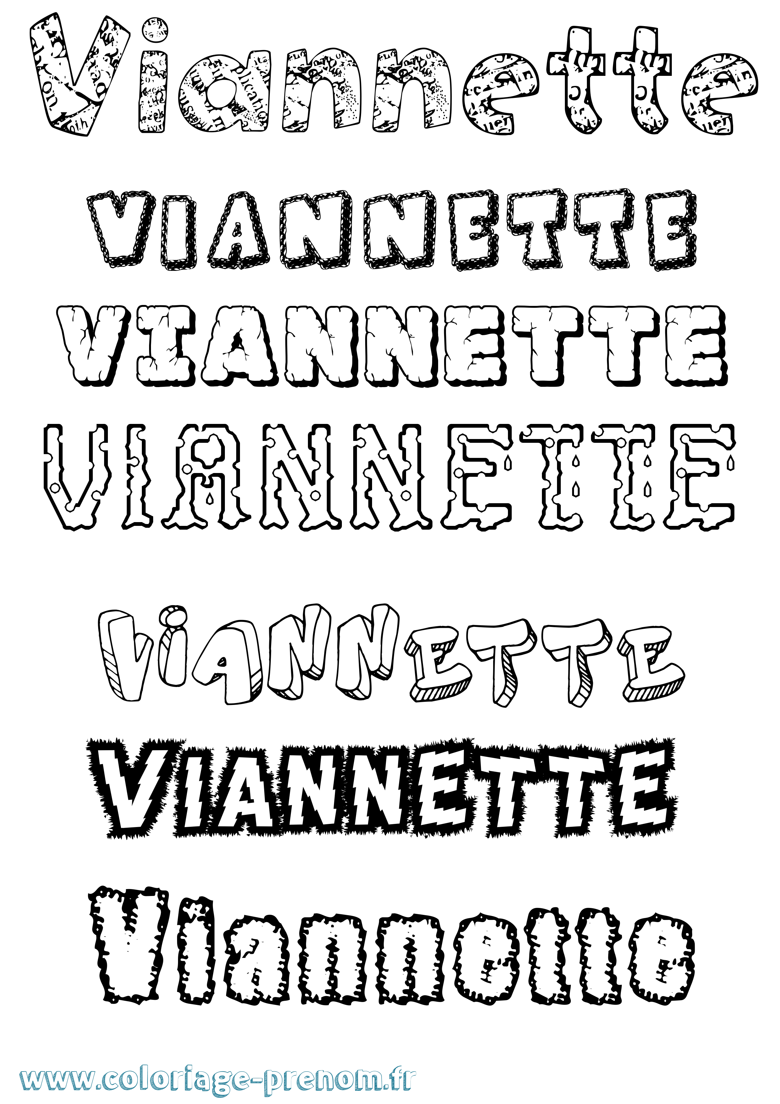 Coloriage Viannette Destructuré Coloriage prénom Viannette Destructuré