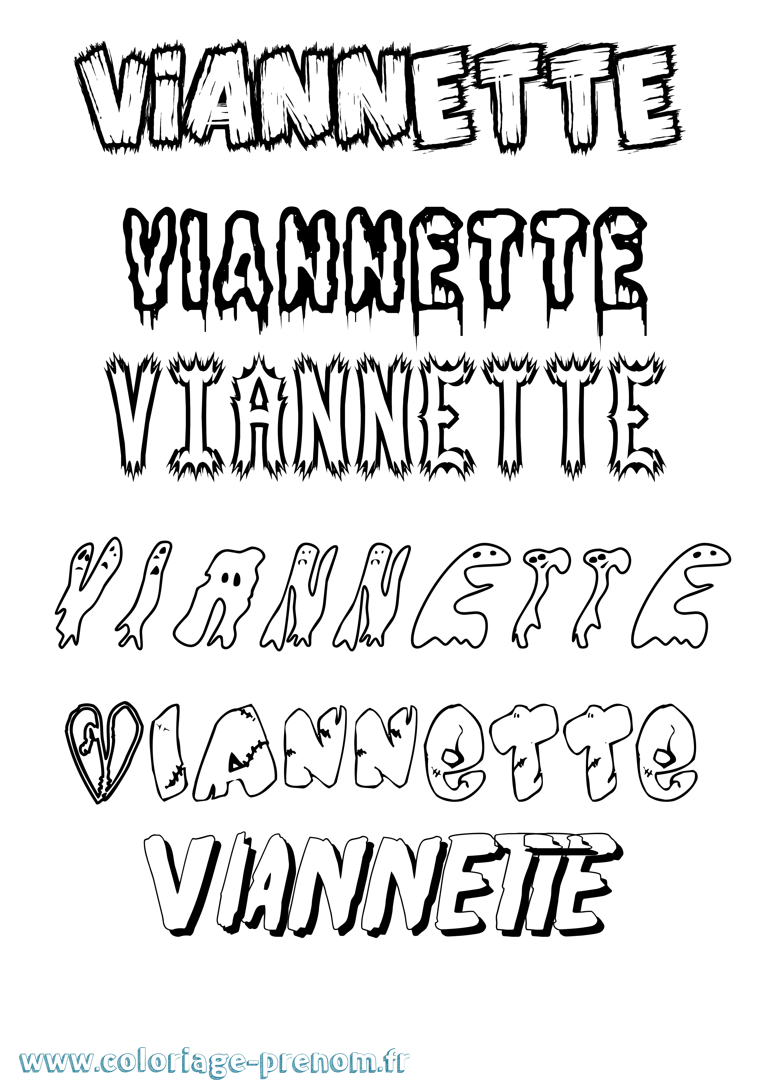 Coloriage Viannette Frisson Coloriage prénom Viannette Frisson