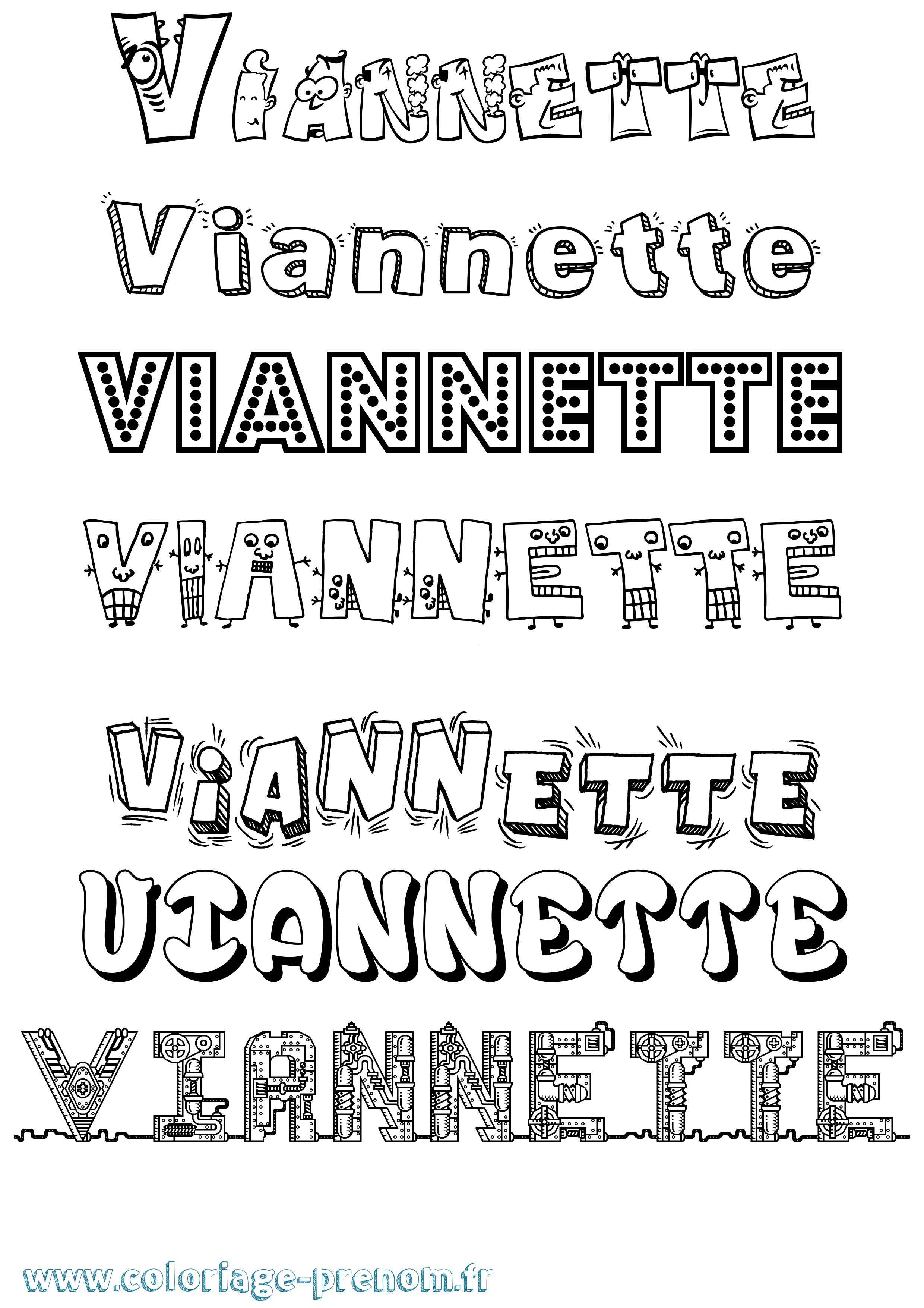 Coloriage Viannette Fun Coloriage prénom Viannette Fun