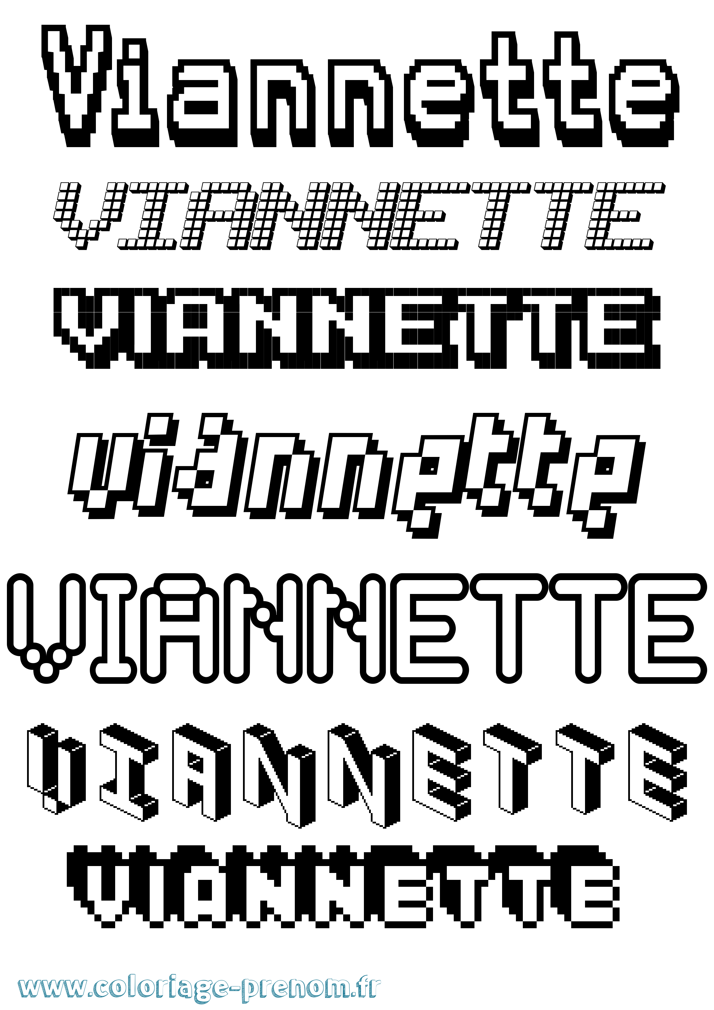 Coloriage Viannette Pixel Coloriage prénom Viannette Pixel