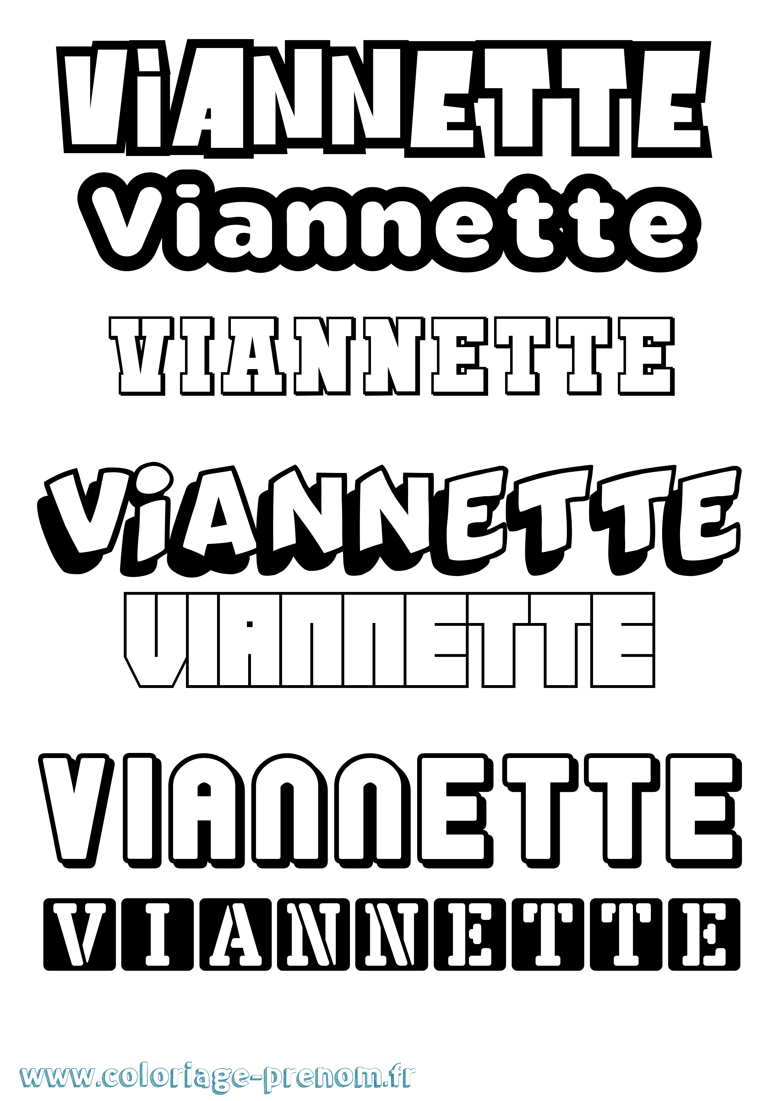 Coloriage Viannette Simple Coloriage prénom Viannette Simple