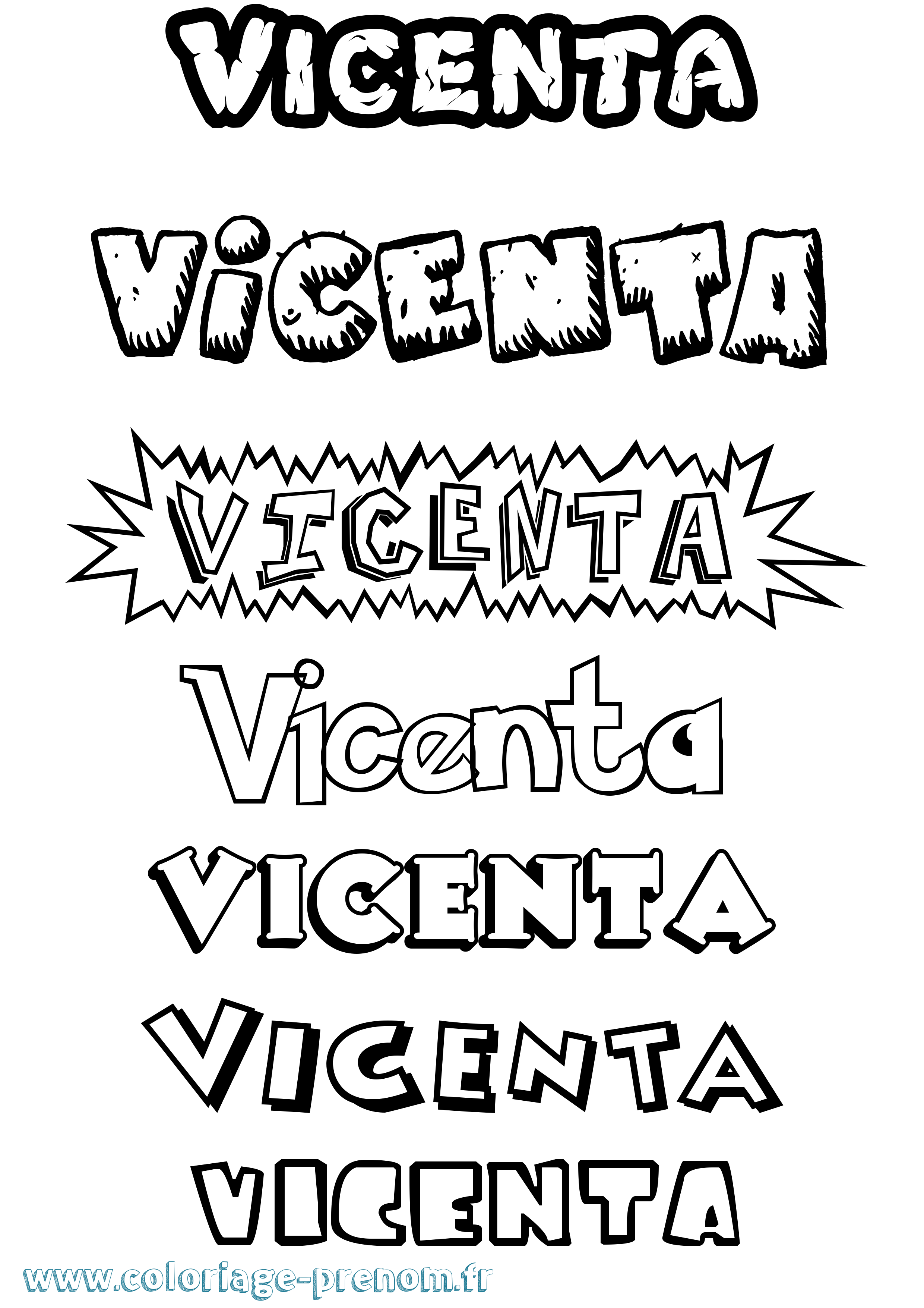 Coloriage Vicenta Dessin Animé Coloriage prénom Vicenta Dessin Animé