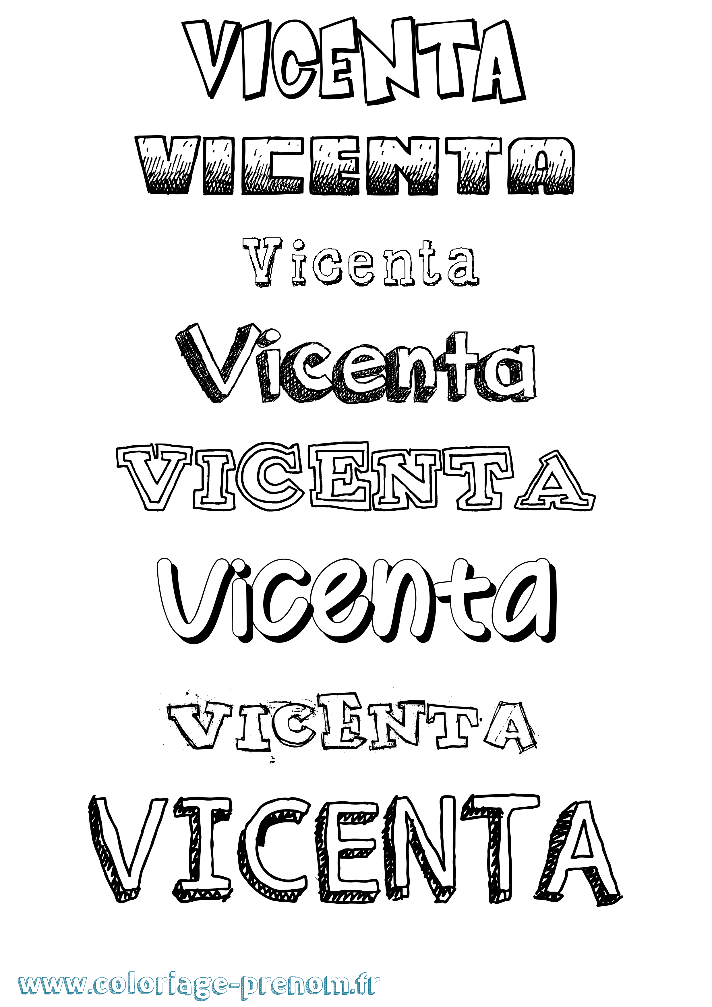Coloriage Vicenta Dessiné Coloriage prénom Vicenta Dessiné