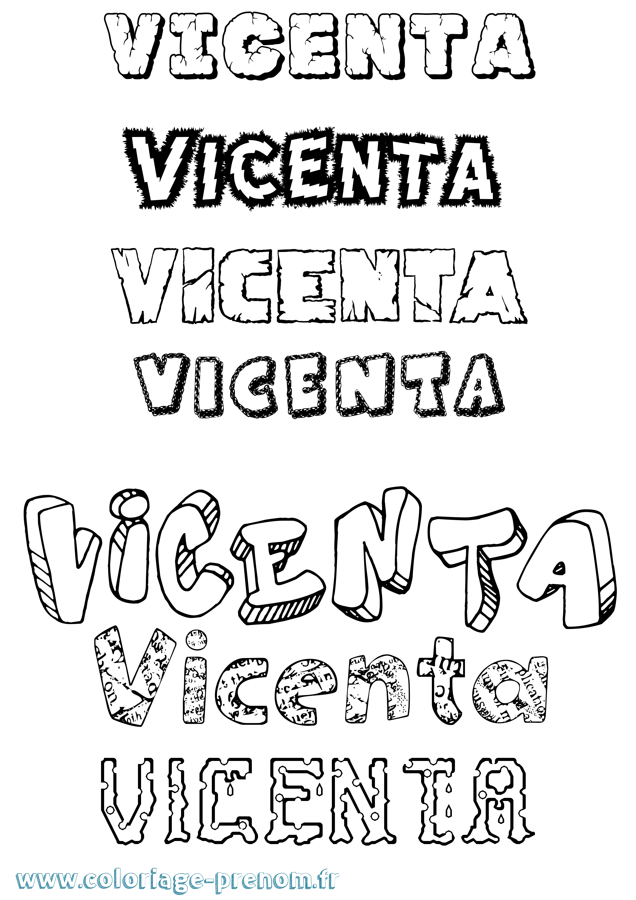 Coloriage Vicenta Destructuré Coloriage prénom Vicenta Destructuré