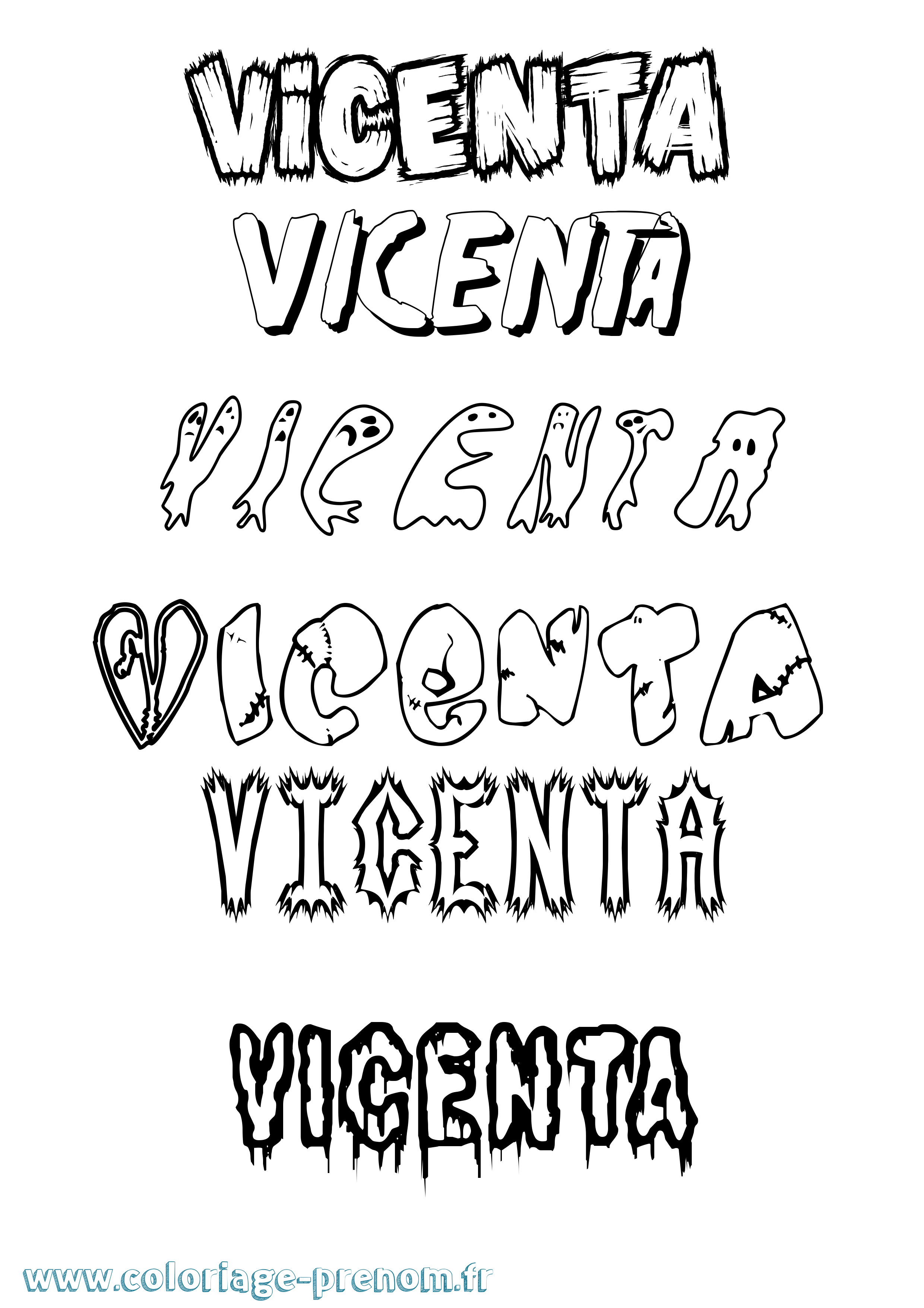 Coloriage Vicenta Frisson Coloriage prénom Vicenta Frisson
